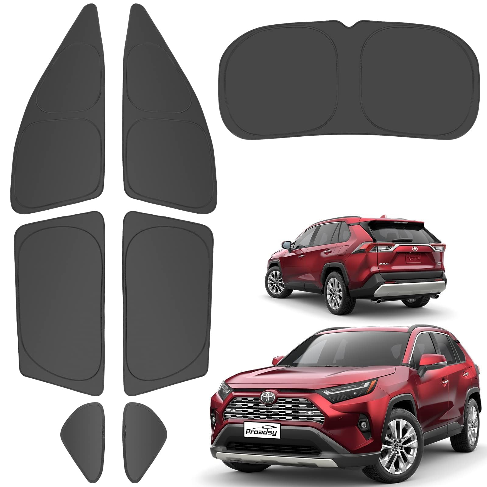 Proadsy 2025 Upgrade Window Shades For Rav4 2019-2024 2025 Side Windows Rear Windshield Triangular Window Sunshade For Baby/Camping Sun Uv Rays And Privacy Protection Set Of 7