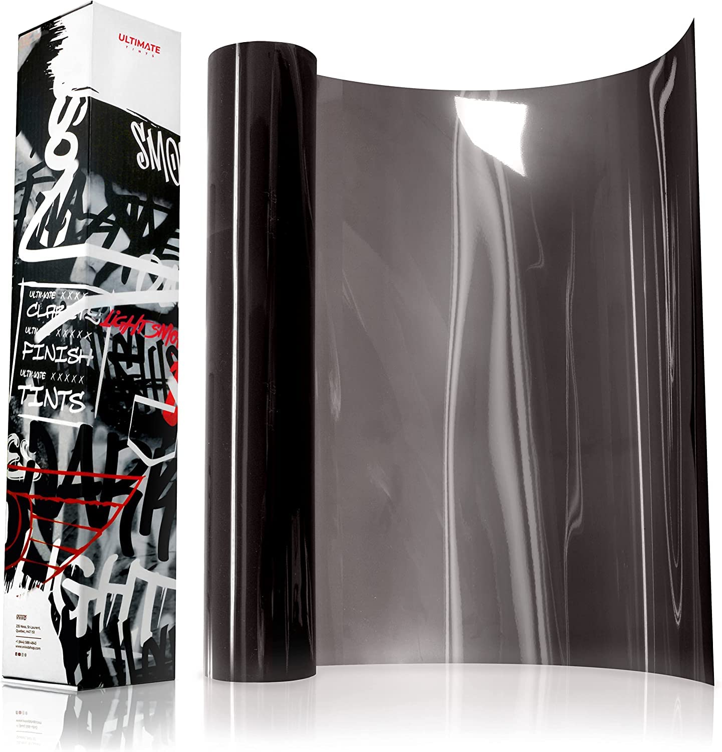 Vvivid+ Ultimate Headlight Taillight Tint Vinyl Wrap (12' X 7Ft, Light Smoke)