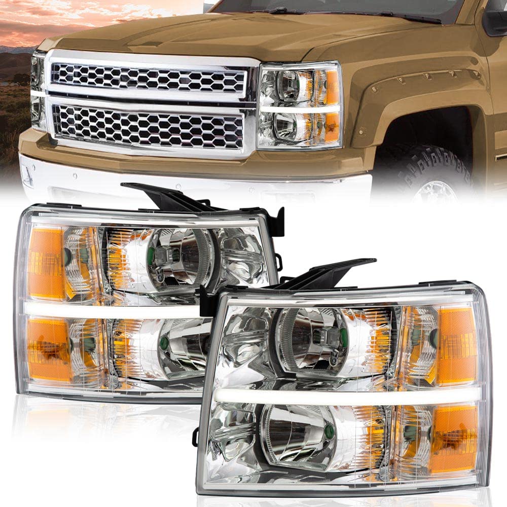 G-Plus Led Drl Headlights, Compatible With 2007-2014 Chevy Silverado 2500 3500 & Hd/2007-2013 Silverado 1500, Driver Side & Pass