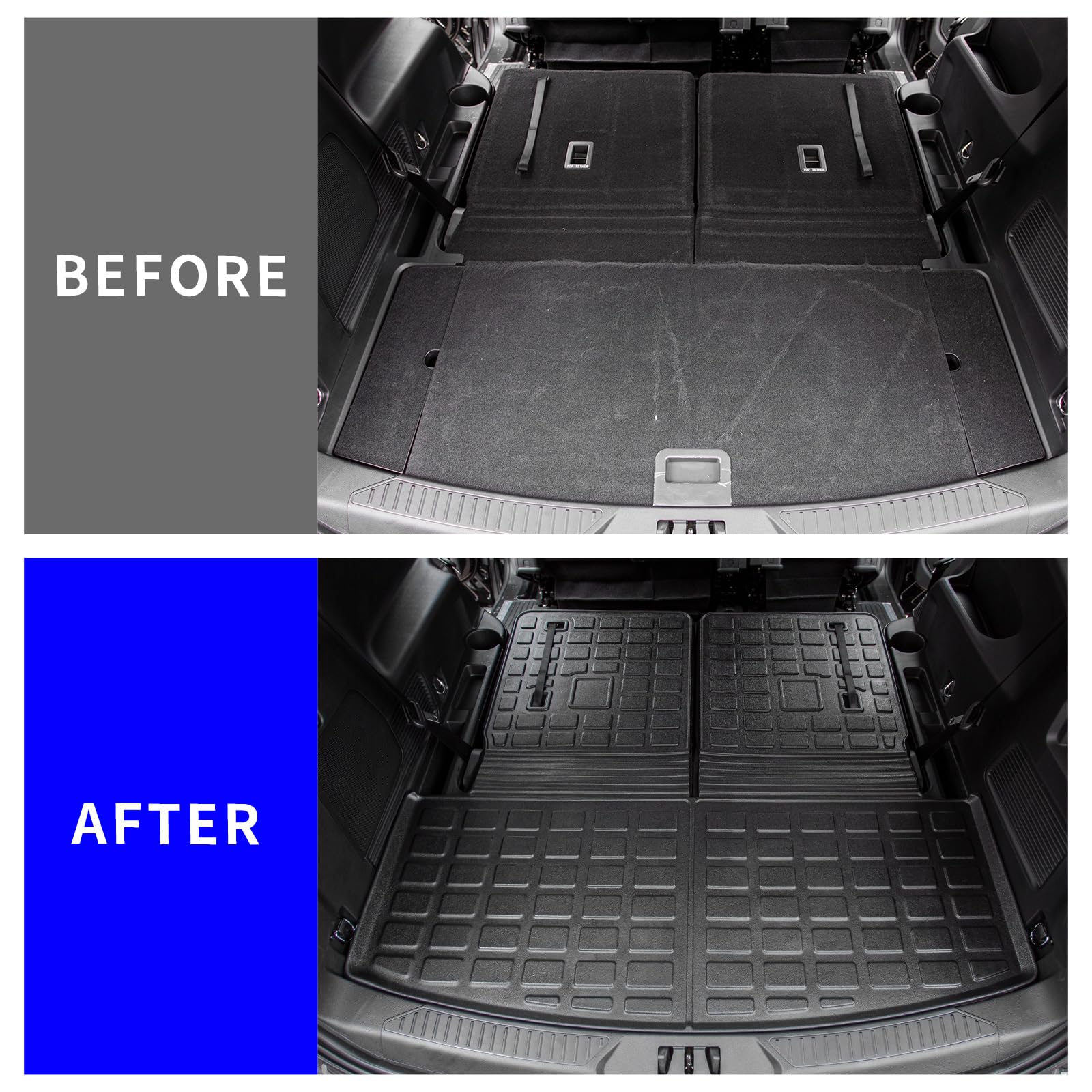 Rongtaod Floor Mats Compatible With 2020-2025 Ford Explorer 7 Seats Cargo Mat Cargo Liner Trunk Liner Back Seat Cover Protector