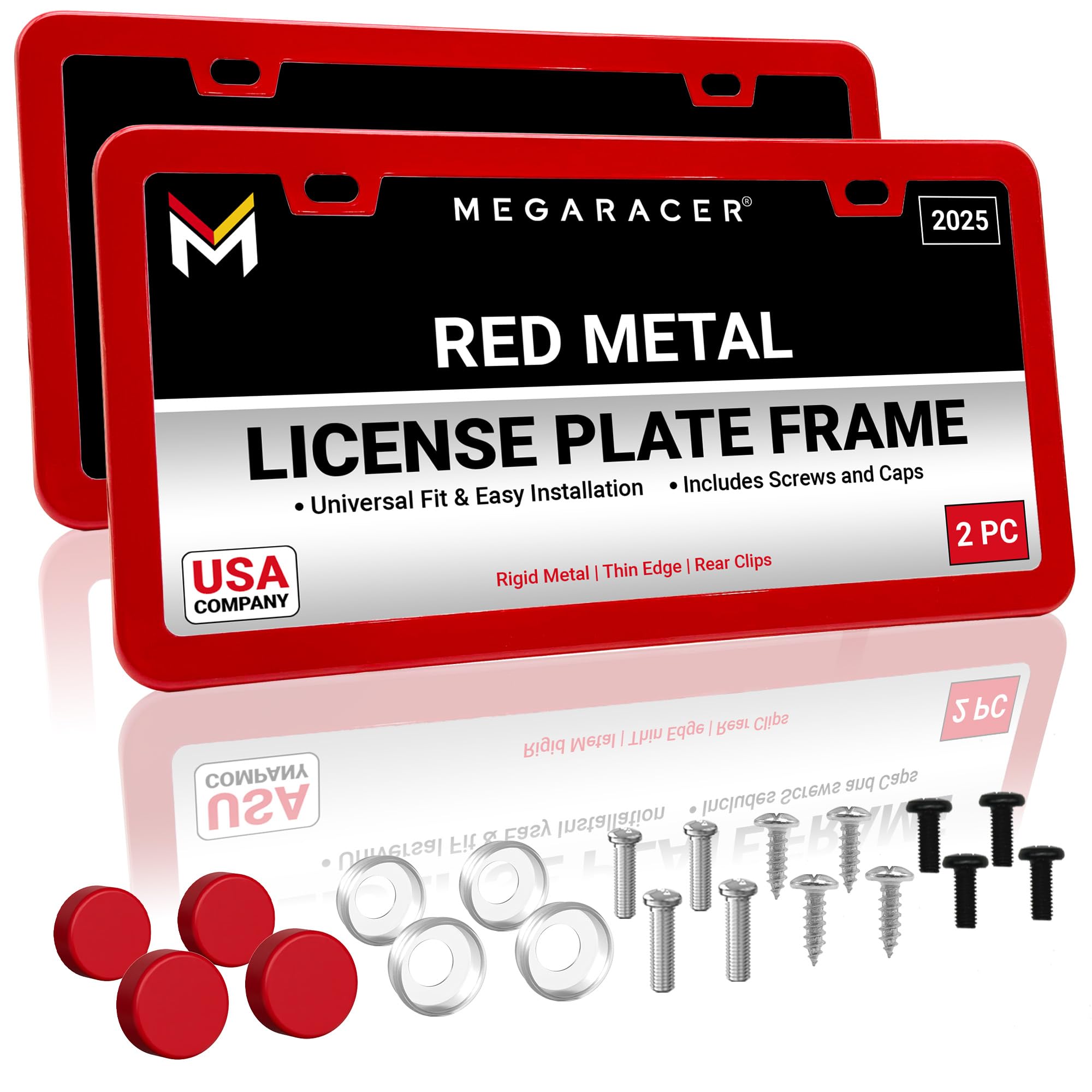Red License Plate Frame | 2 Pack | Red License Plate Cover For Car Tag Frame | Car Plate Frame | Cute License Plate Frames For W