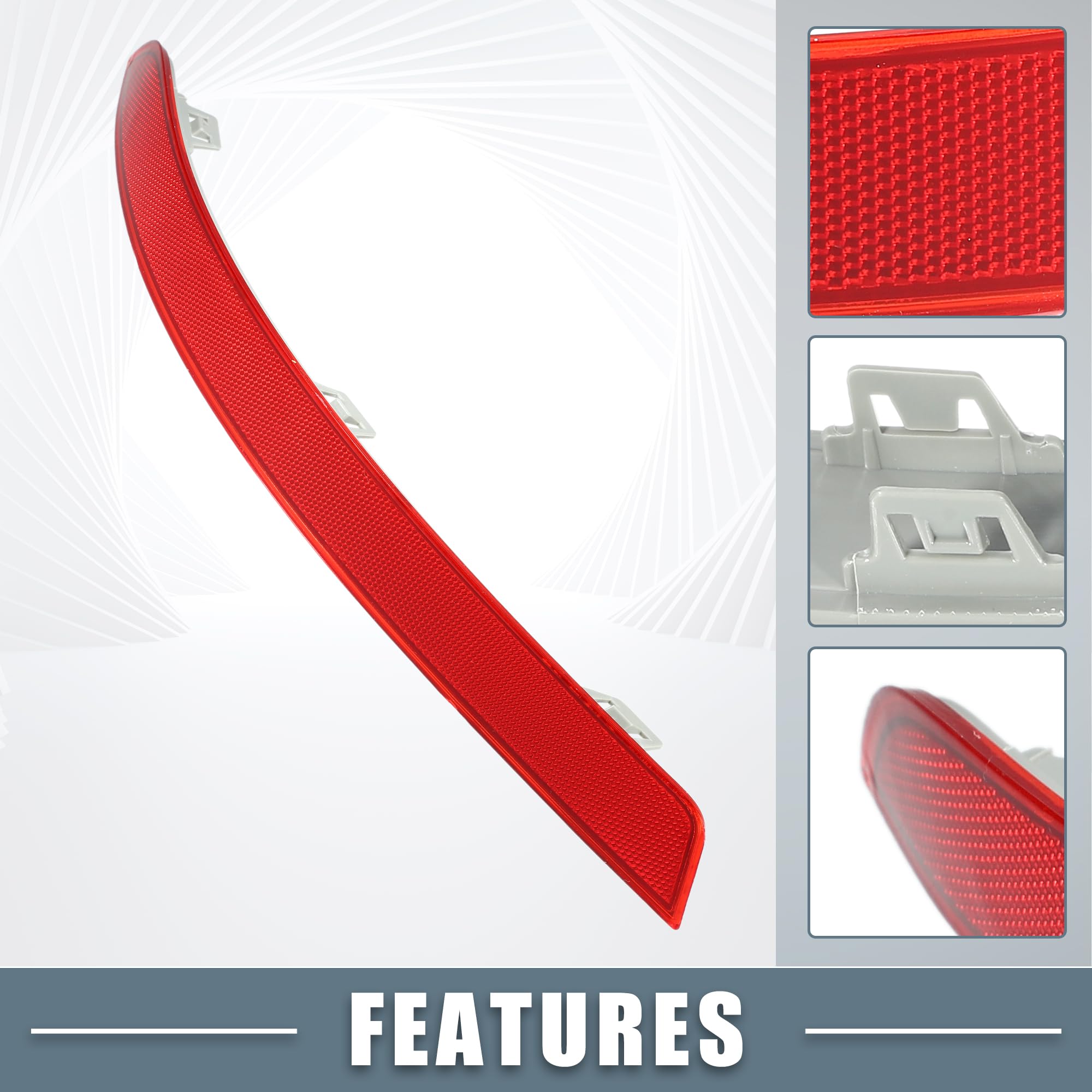 A Absopro Car Rear Left Bumper Reflector No.A1668200374 For Mercedes-Benz Gl450 2013-2016 Plastic Red