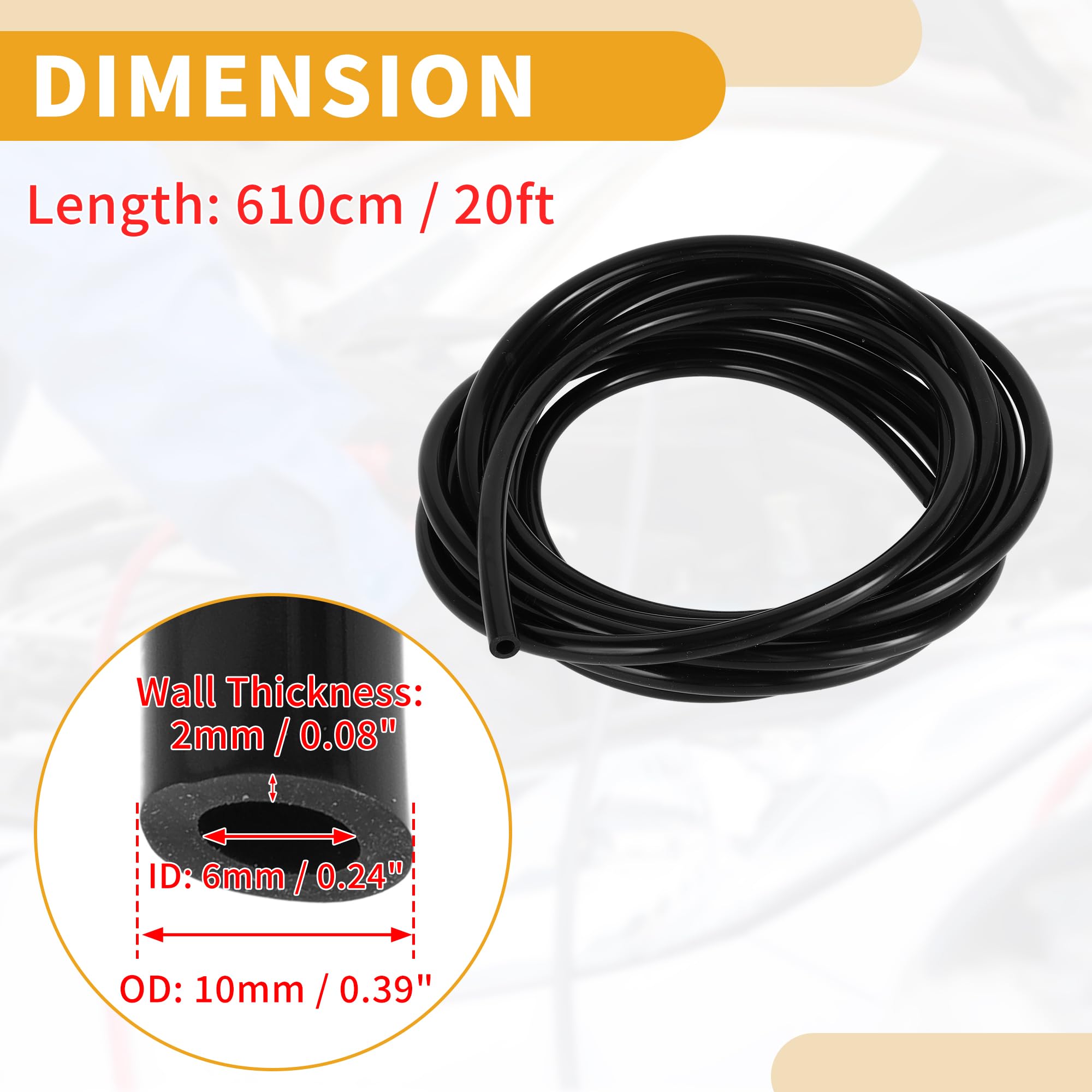 Partuto 1pc 130PSI Max Pressure Silicone Vacuum Tubing Hose for Chevrolet for Buick for Lincoln Engine Automotive Vacuum Line Si