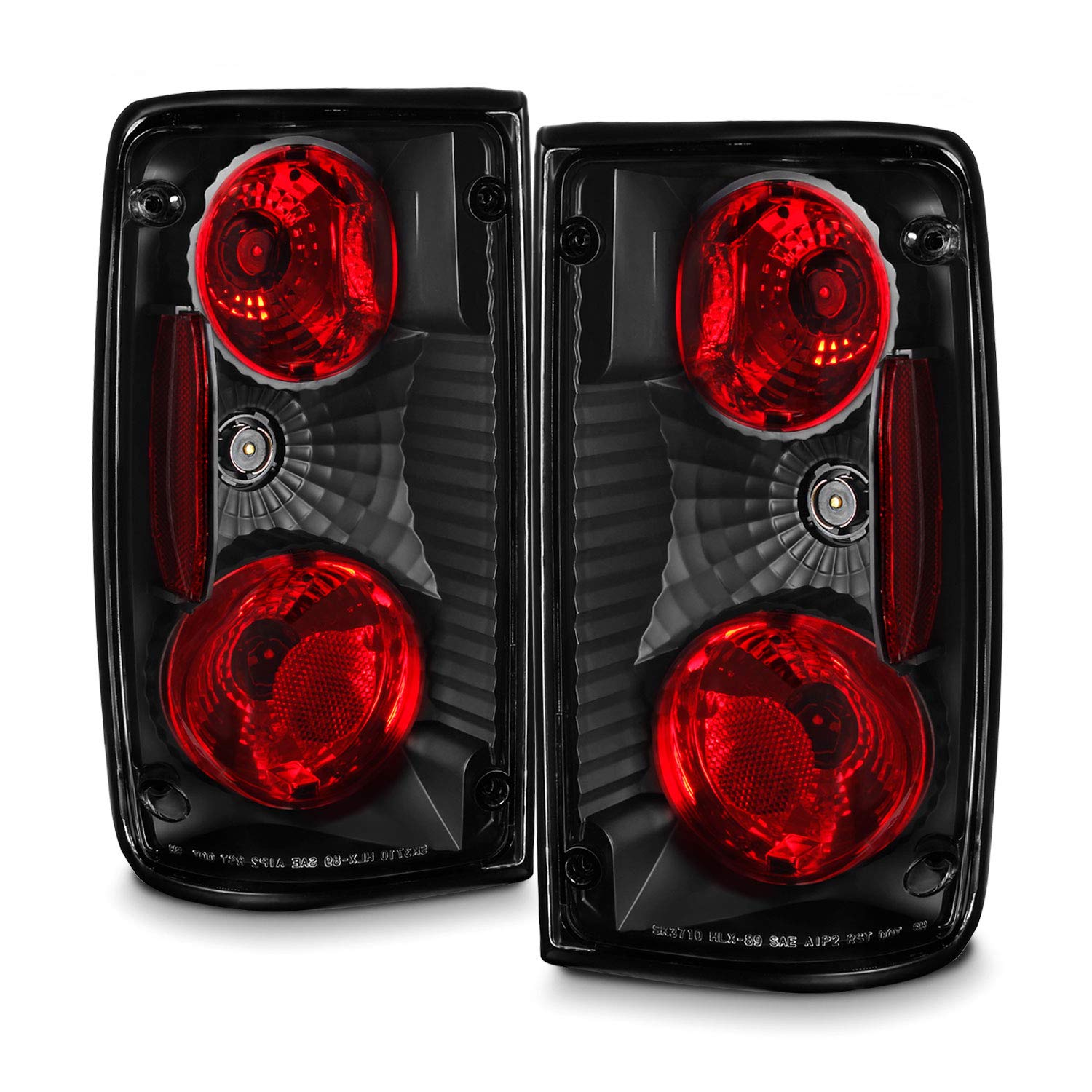 AKKON - For Toyota Pickup Truck Black Bezel Rear Tail Lights Brake Driver/Passenger Lamps Pair