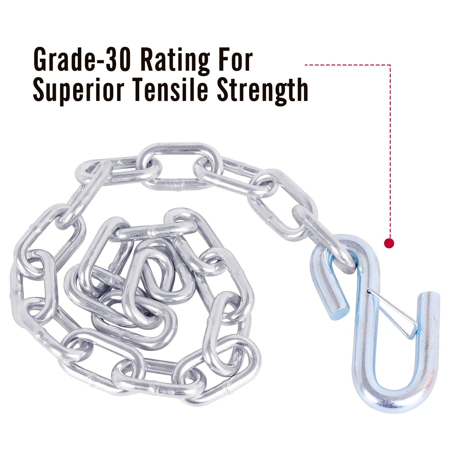 Tnyeobae 27 '' Trailer Safety Chain With 1Pcs 5/16 '' Spring Hook, Grade-30 Metal Safety Chain Kit 7000 Lbs(Pack Of 2)