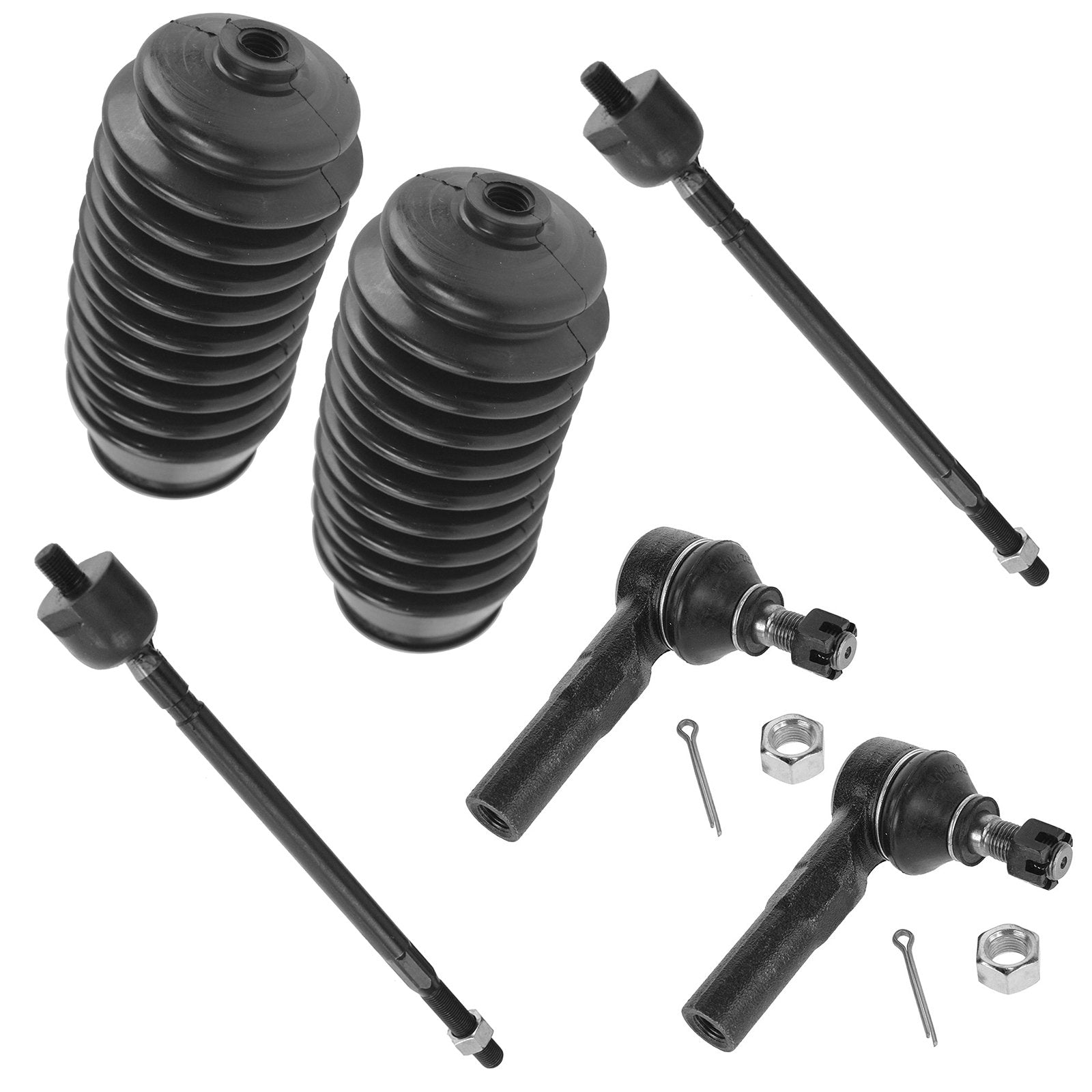 Trq Front Driver & Passenger Side Steering Kit Steering Rack & Pinion Bellow Tie Rod Compatible With 1992-1997 Toyota Paseo 1991