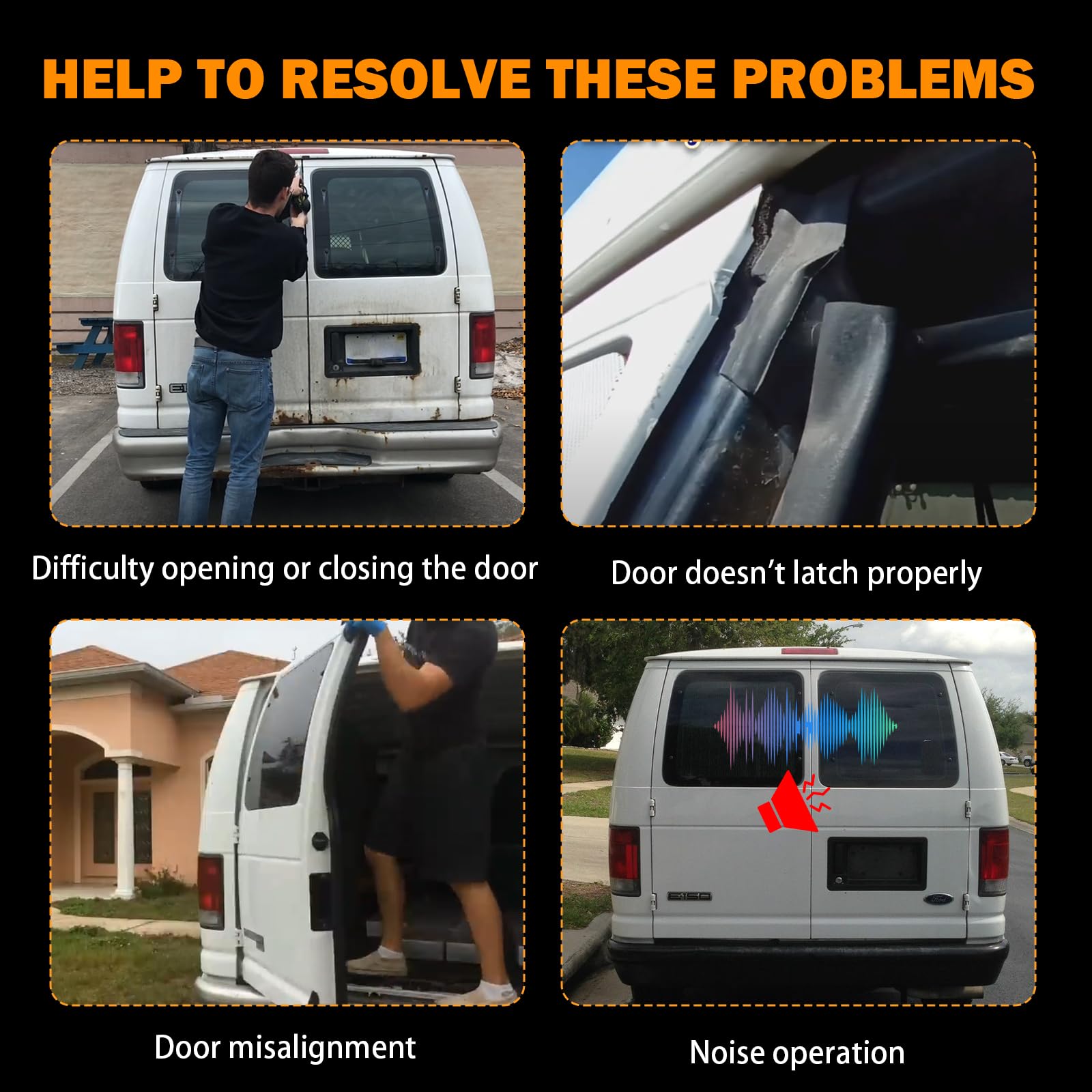 Yinlowa Rear Door Latch Cable for 1992-2009 Ford E350 E250 E150 Van, Black, Rear Left Upper, Replace Part # 6C2Z-154