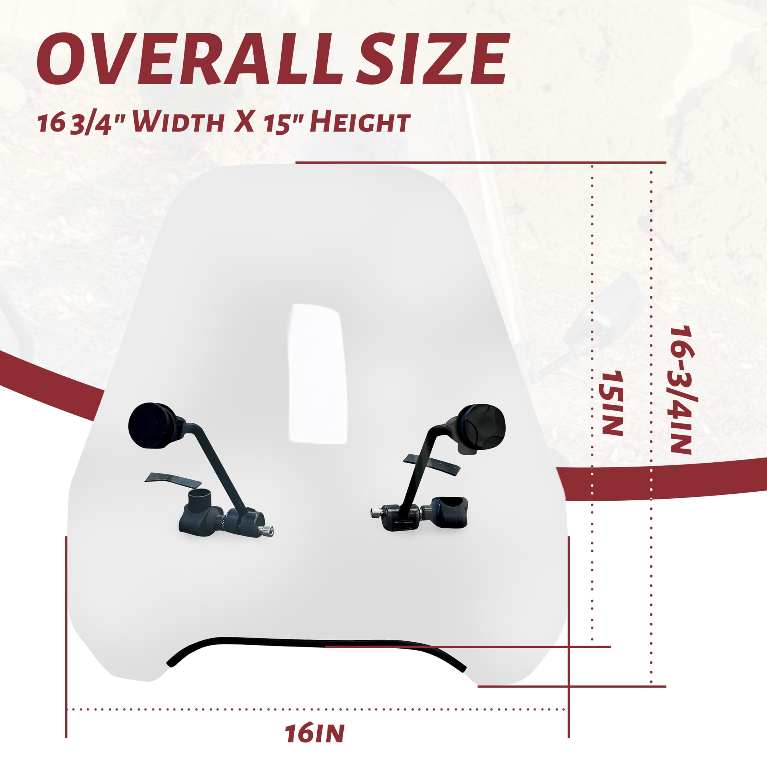 7BLACKSMITHS Universal Motorcycle Windshield 16 3/4    Width x15    Height Clear Large Windscreen Compatible with Harley Yamaha