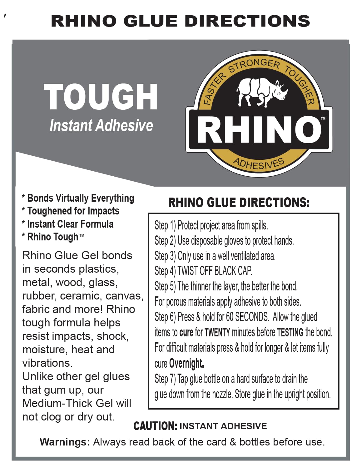 Rhino Glue Gel, Heavy Duty 40 Gram Clear