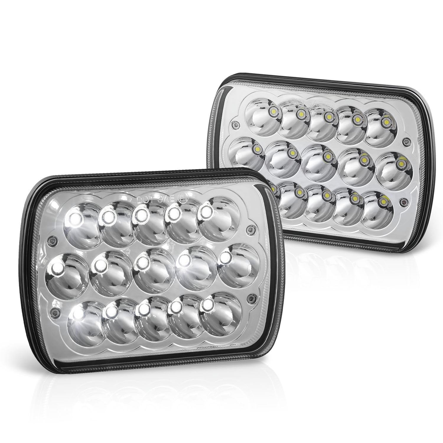 Dna Motoring Pair H6054 7X6 5X7 Led Headlights Hi/Low Sealed Beam Light Headlamp Compatible With S10 Blazer Express Savana Wrang