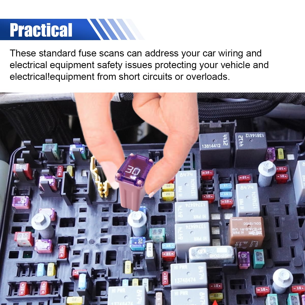 smilfuy 10PCS 30 Amp Car Micro Cartridge Fuses, Car Square Fuse, Micro Female Fuse, Slow Blow FMM Mcase Type Fuses, Automotive L