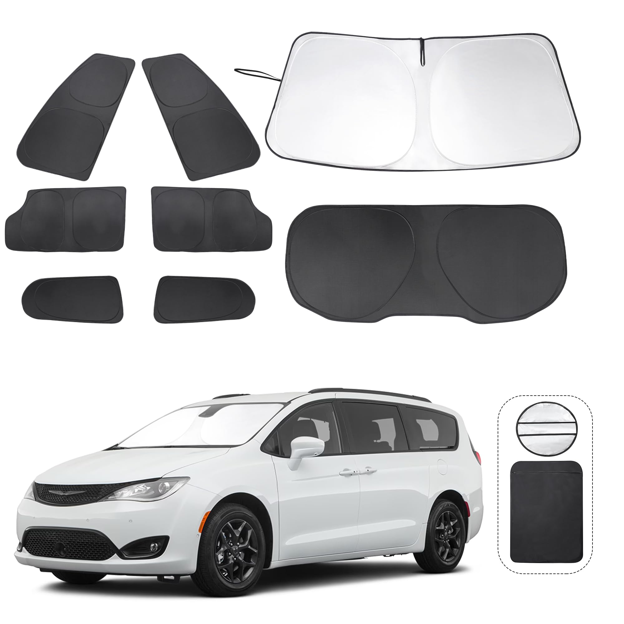 Tinglu Window Shades For Chrysler Pacifica Minivan 2017-2025 Accessories Full Windows Rear Triangular Windshield Sun Shade Sun U