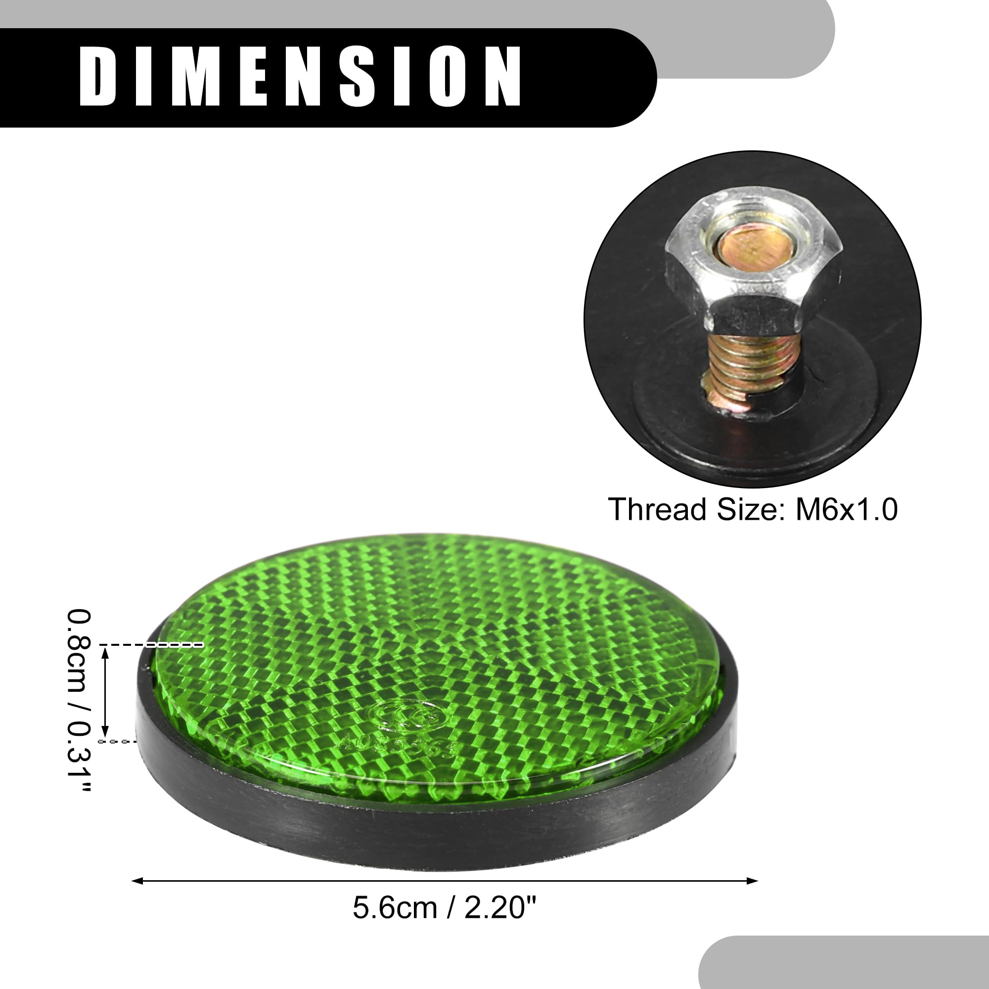 Partuto 4Pcs 2.20'X0.31' Universal Reflector - Round Motorcycle Bike Safety Reflector Increase Visibility And Safety On The Road - Plastic Green