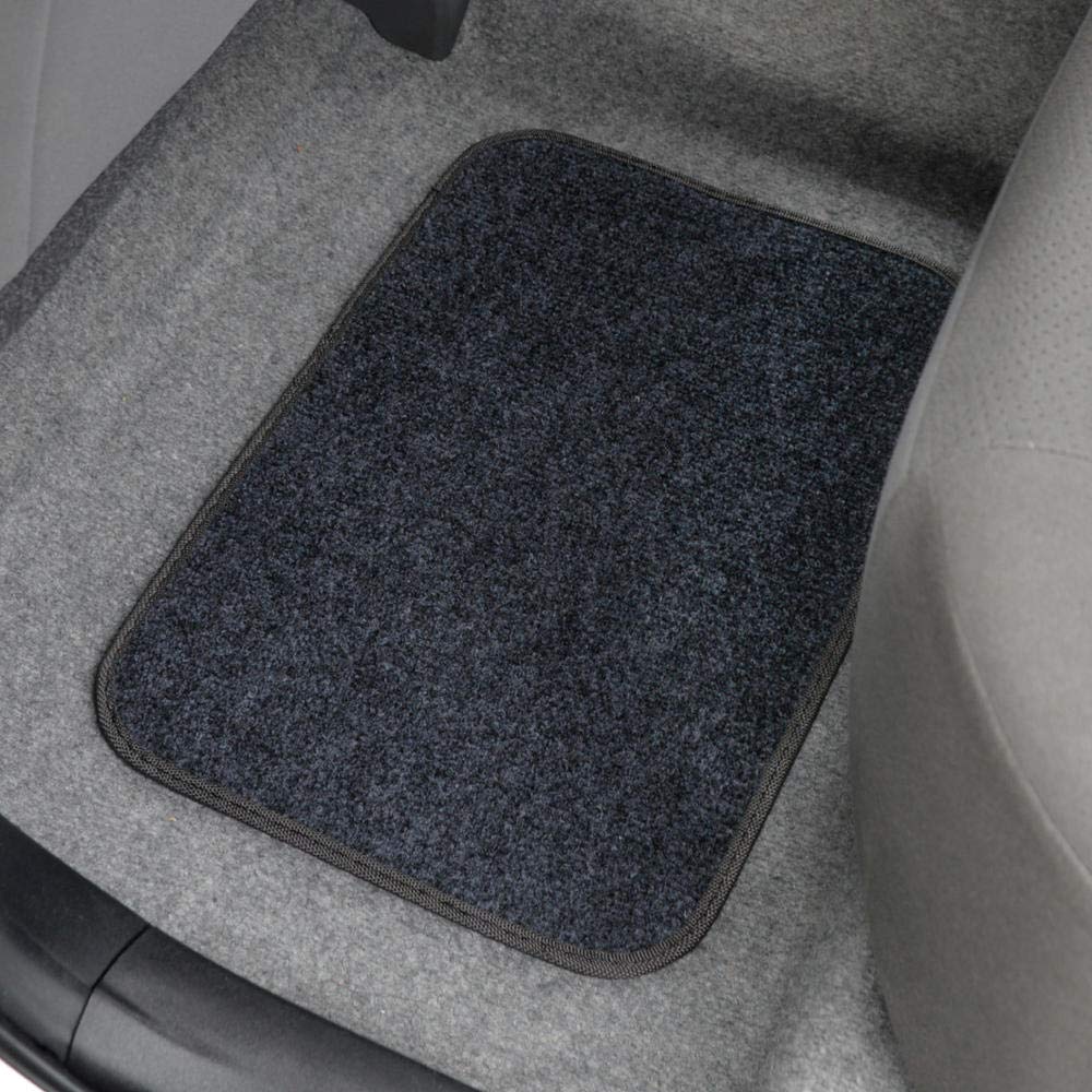 Bdk Premium 4Pc Set Of Carpet Car Floor Mats With Vinyl Safety Heel Pad For Car, Truck, Suv, Coupe Sedan, Dark Gray (Mt-100-Dg)