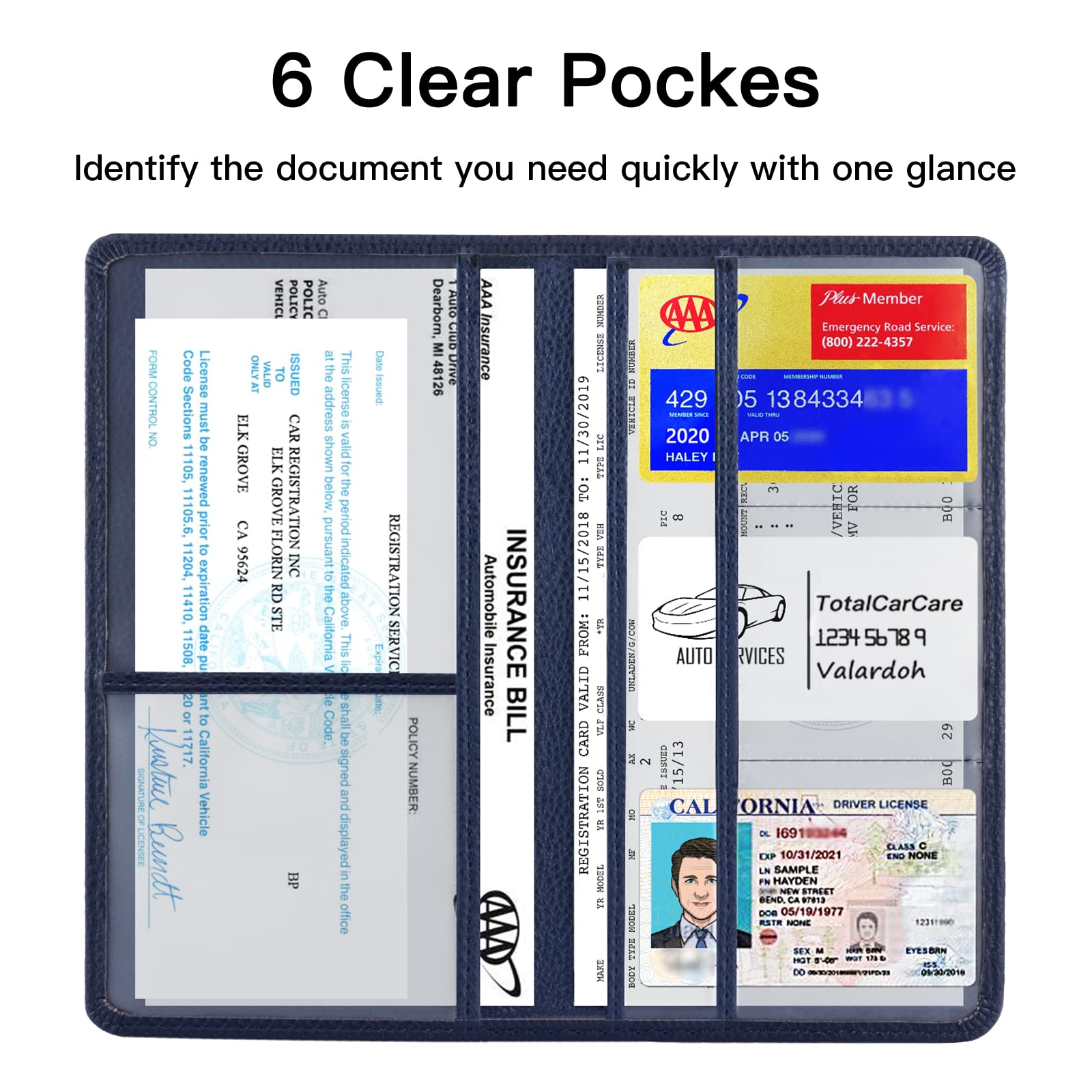 Valardoh Premium Car Registration And Insurance Card Holder, Car Document Holder For Cards, Driver License & Other Essential Doc
