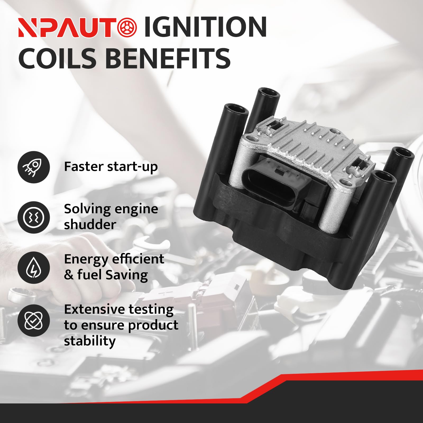 Npauto Ignition Coil Pack Compatible With 2.0 1998 1999 2000 2001 Vw Beetle Golf, 1999 2000 2001 2011 2012 2013 2014 2015 Jetta S Base L4 2.0L Replacement For 032905106E C1319 Uf277