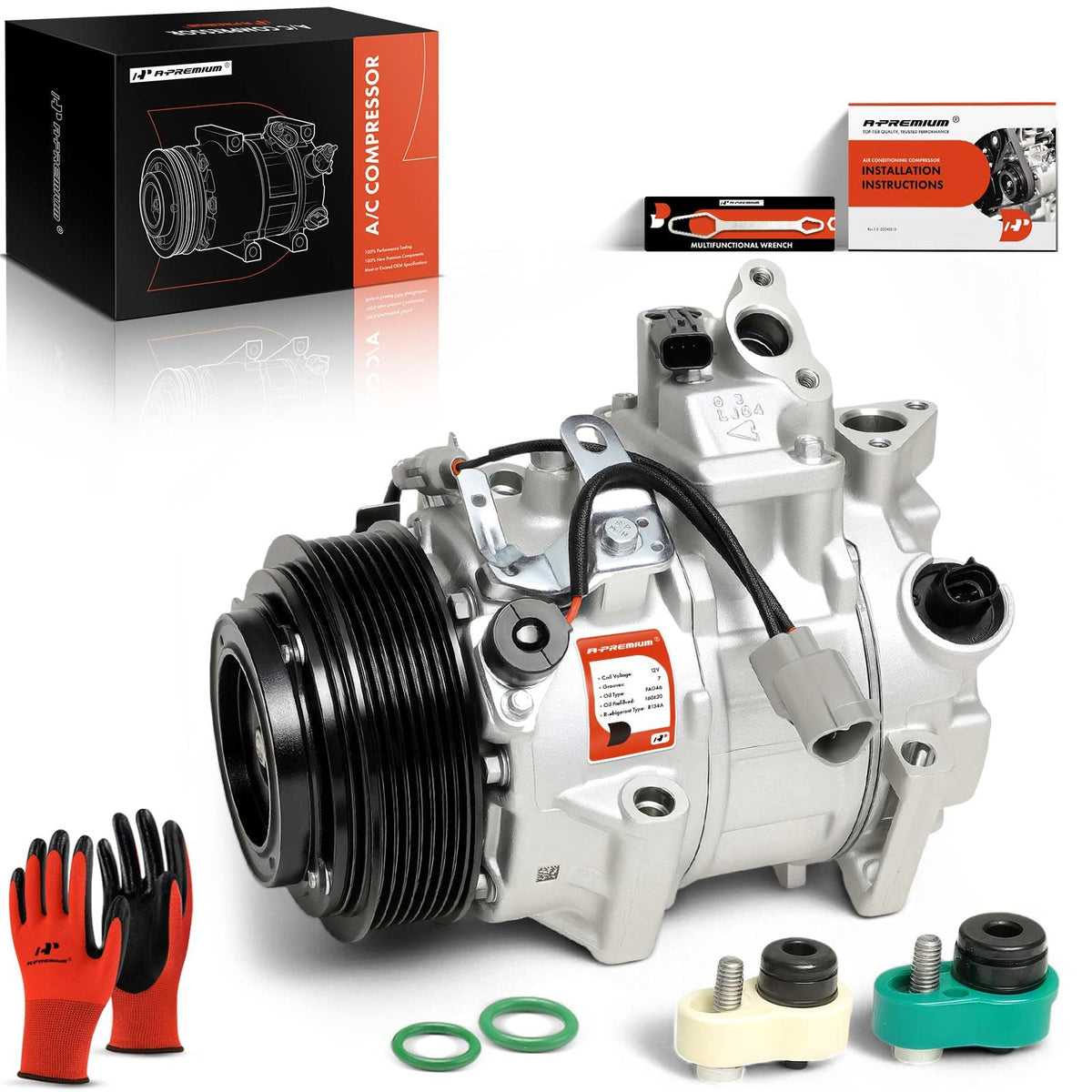 A-Premium A/C Compressor with Clutch Compatible with Toyota Camry 2012-2017, Highlander 2011-2013, Sienna 2011-2016, Avalon & Le