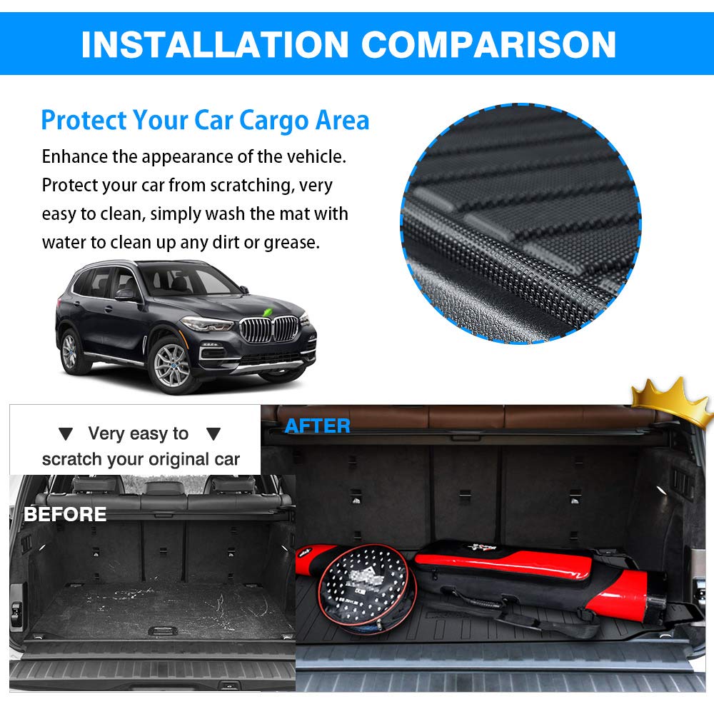 Powerty Cargo Mat For Bmw X5 2019-2024 2025 Trunk Mat Tpe All Weather Cargo Liners Heavy-Duty Trunk Liners Bmw X5 Without Option