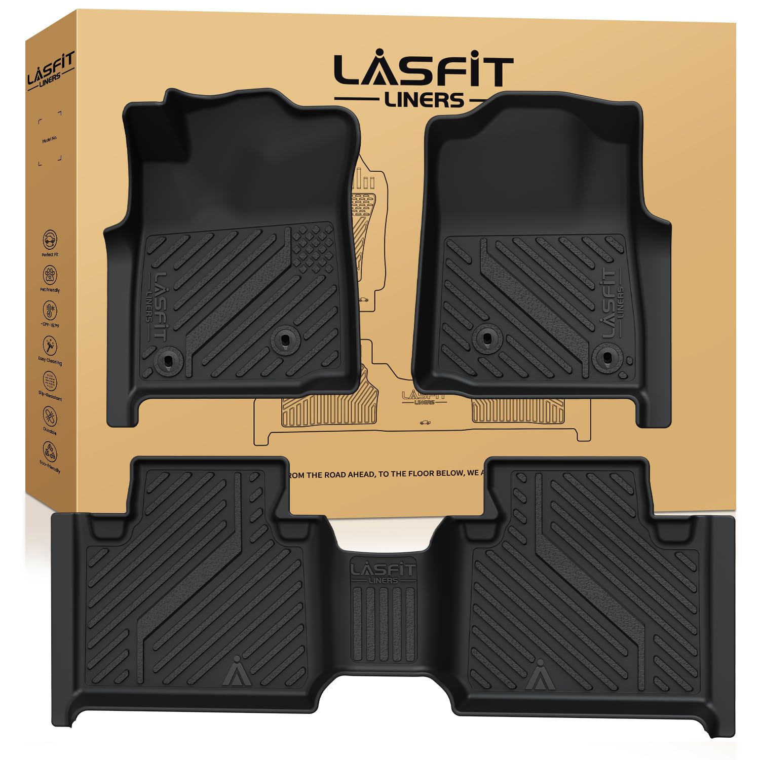 Lasfit Floor Mats For Toyota Tacoma 2005-2011 Access Cab All Weather Custom Fit Floor Liner For Tacoma Second Row Optional With