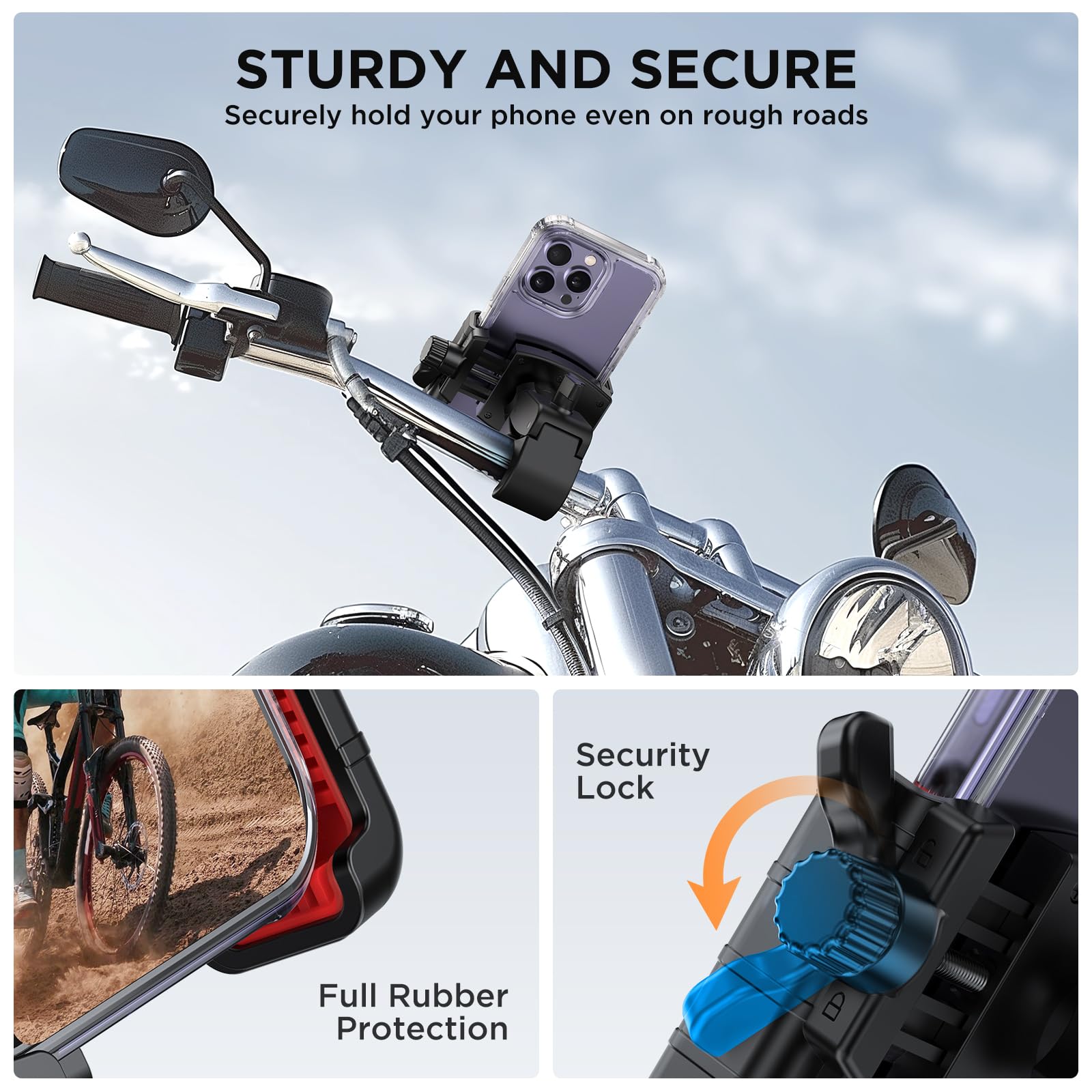 Miracase Bike Phone Holder, [Support Video Recording] Motorcycle Phone Mount, [Quick Lock] Bicycle Phone Mount Handlebar Cell Ph