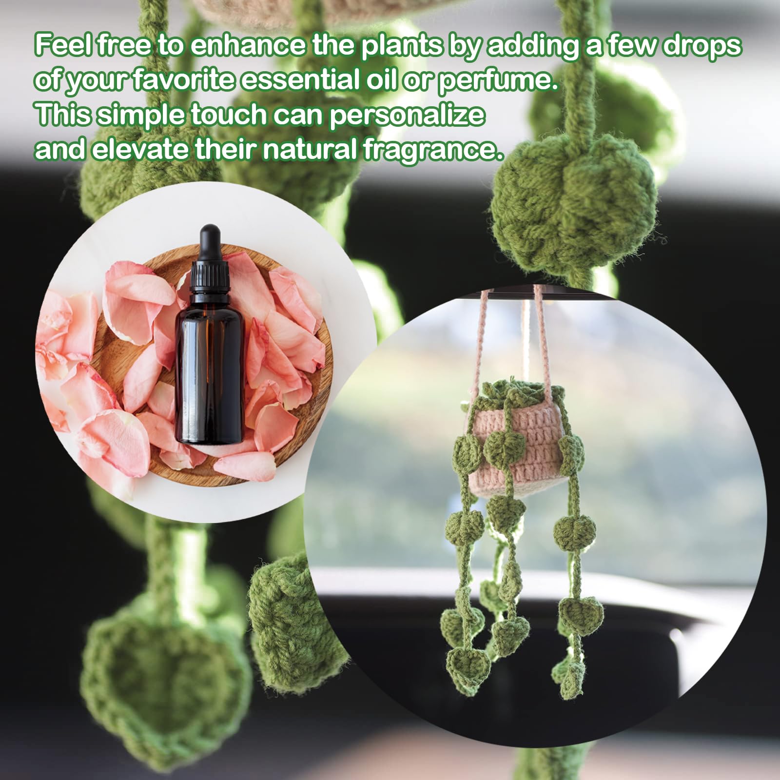 Cute Car Plant Accessories Cute Plant Crochet Car Mirror Suspension Accessories Orchid Potted Crochet Hand Woven Rearview Mirror