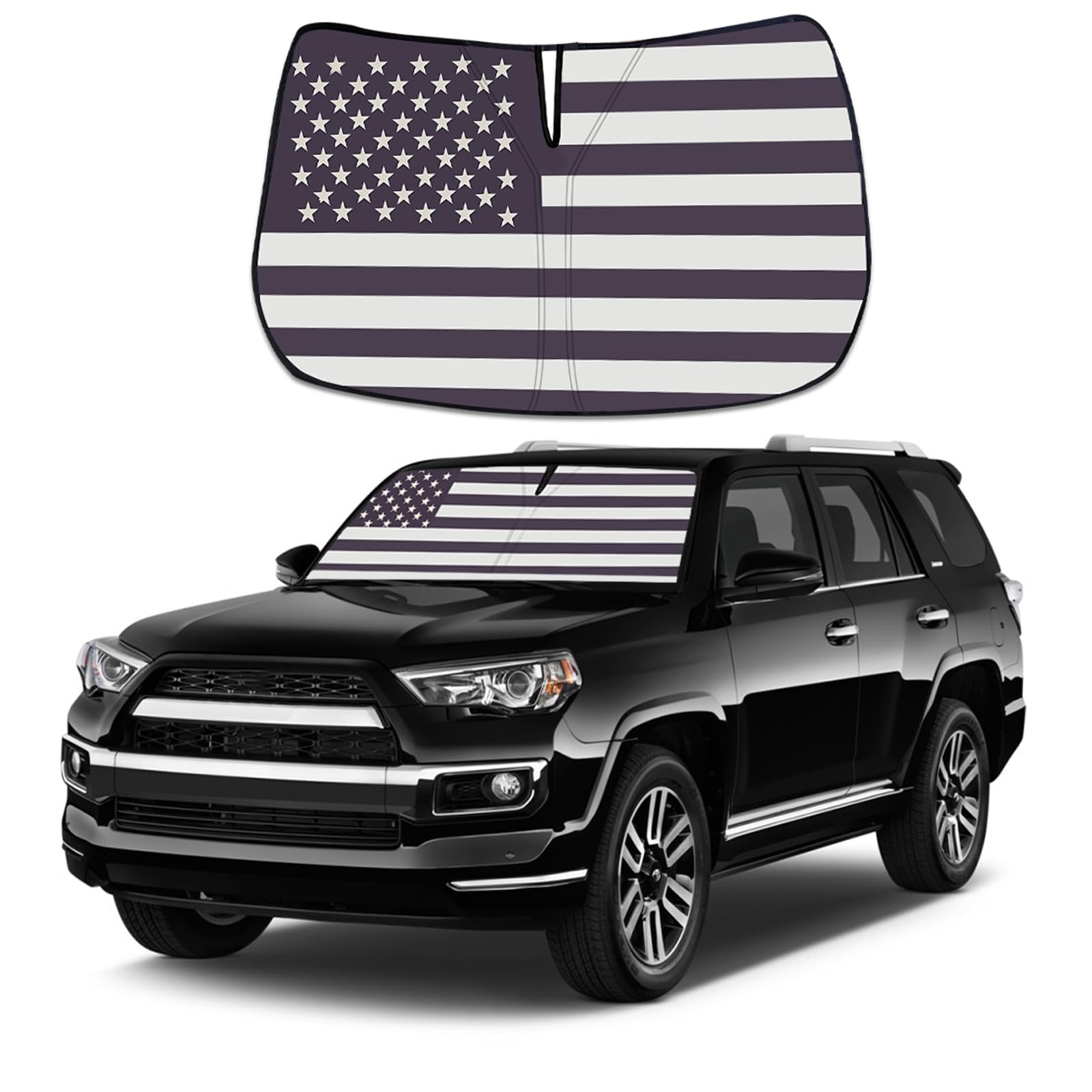 Moricere Upgrade Windshield Sun Shade With Usa Flag For Toyota 4Runner 2017-2023, Foldable Windshield Sun Visor Blocks Uv Rays