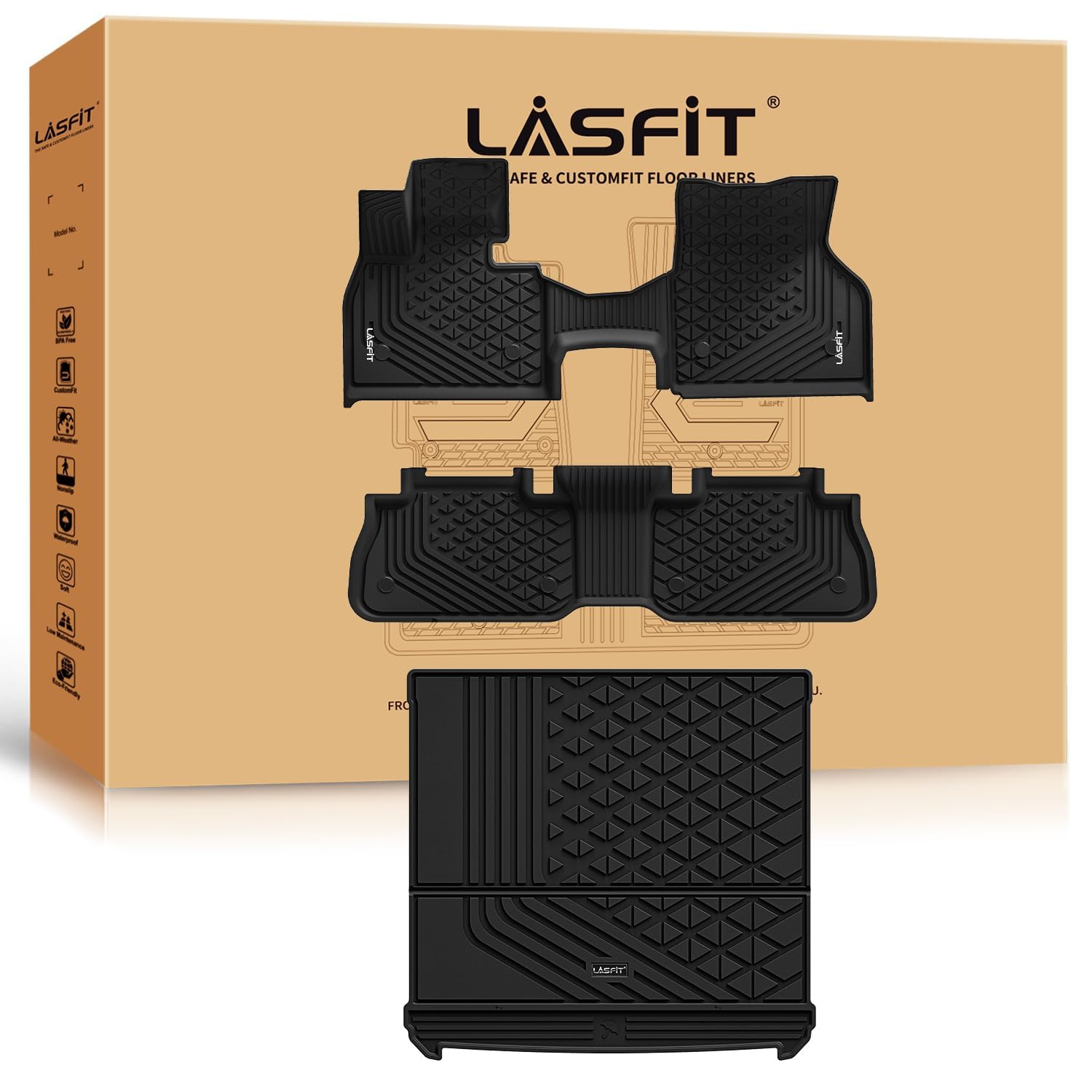Lasfit Floor Mats & Cargo Liner For Bmw Ix 2022 2023 2024 2025 2026 Xdrive50 M60, All Weather Protection Floor Liners, Tpe Car M