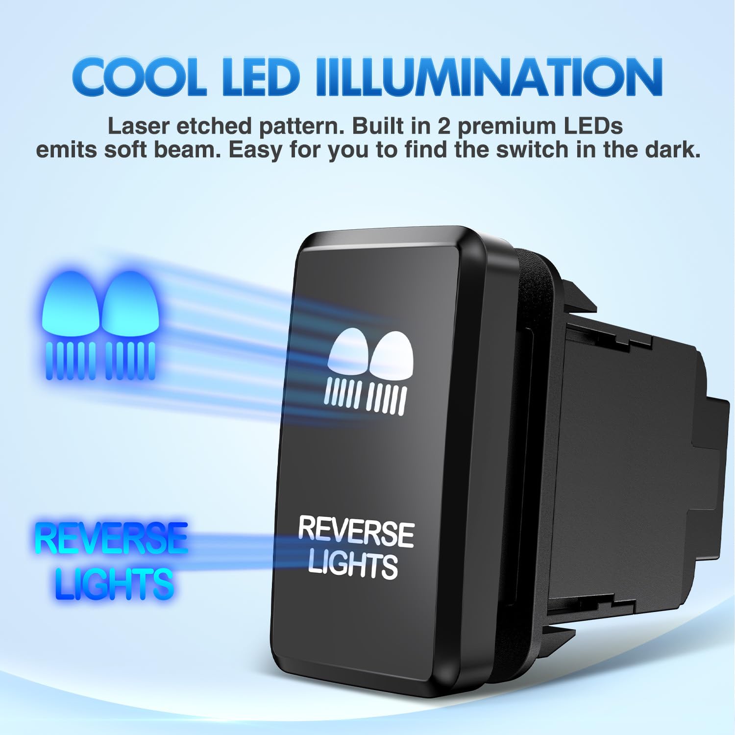 Nilight Reverse Lights Push Button Switch 12V On Off Switches With Connector Wire Kit 1.54'' X 0.83'' Replacement For Toyota Fj