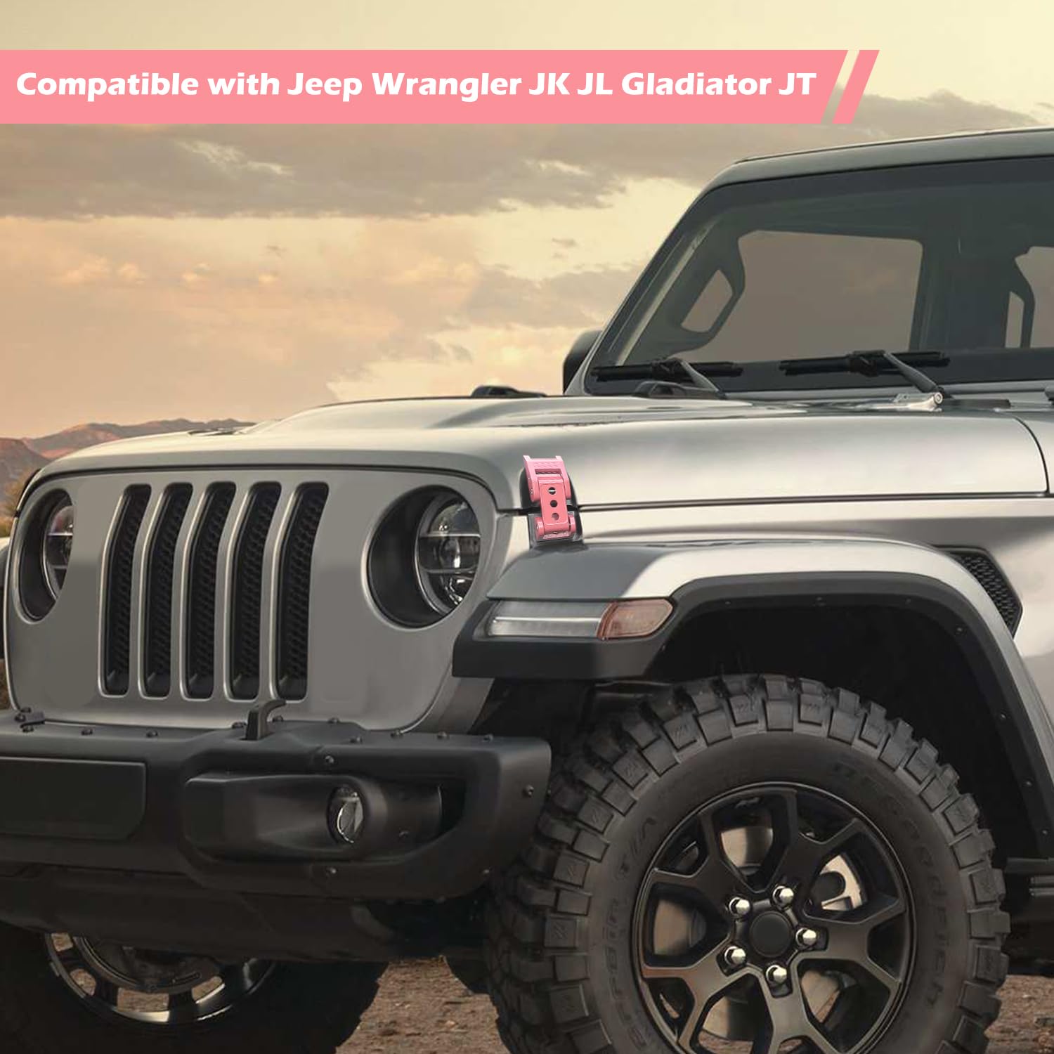 Rt-Tcz For Wrangler Hood Latches Catch Kit Compatible With Jeep Wrangler Jk Jl Gladiator Jt 2007-2025 Pink Exterior Accessories