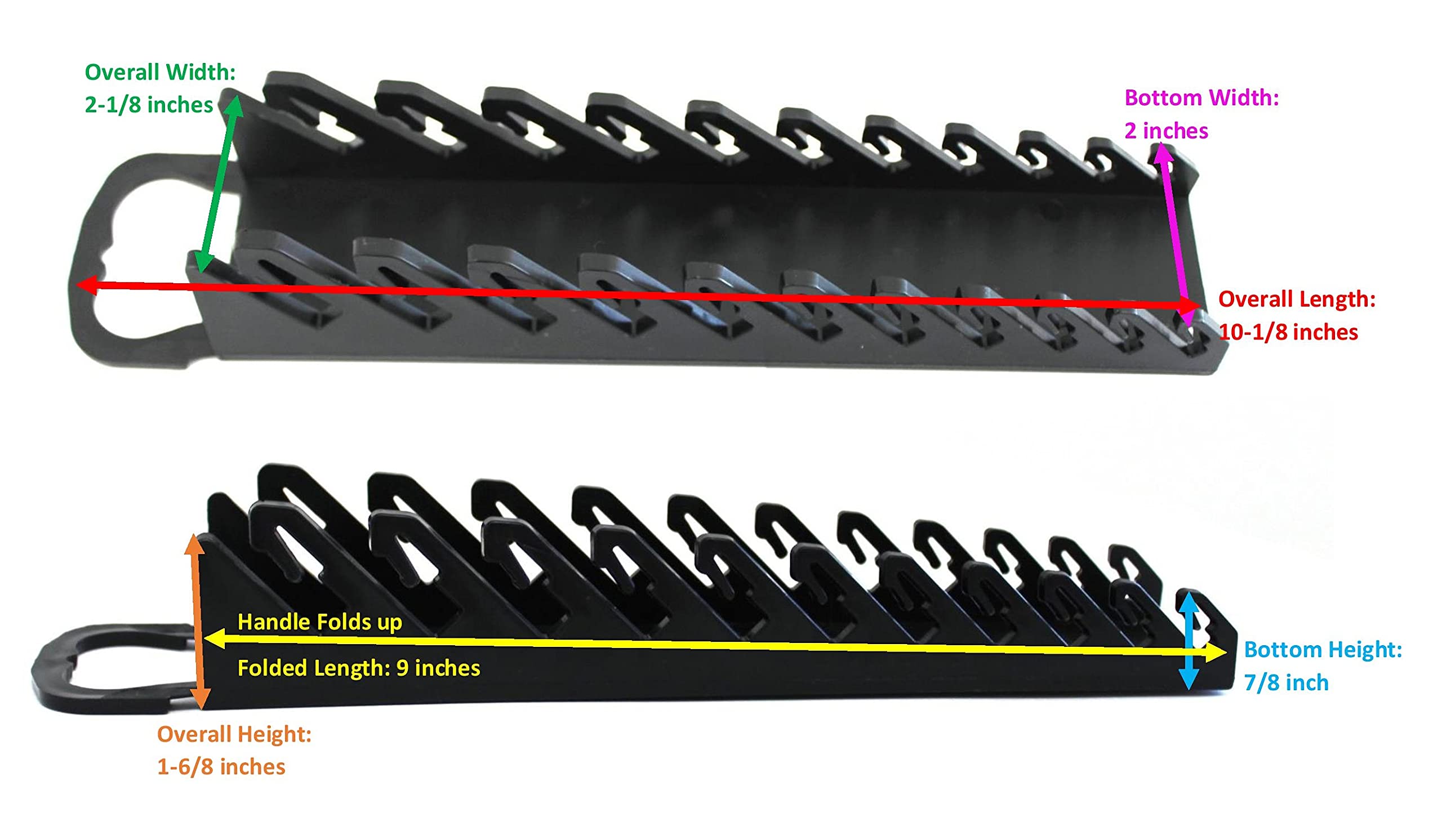 Jsp Manufacturing 11-Tool Gripper Wrench Organizer Tool Tray Kit For Stubby Or Line Wrenches (4 Piece Kit, Red & Blue)