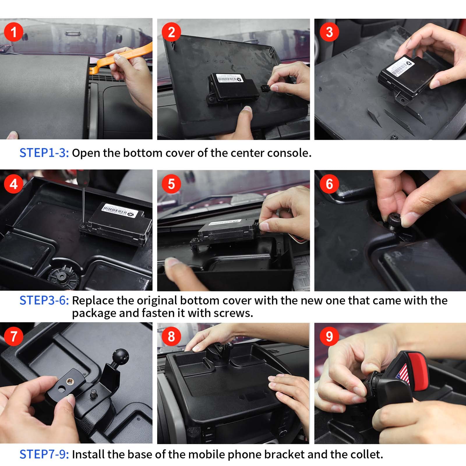 Voodonala for Jeep JK Phone Holder with Storage Cell Phone Dash Multi-Mount for 2007-2011 Jeep Wrangler JK JKU, Black