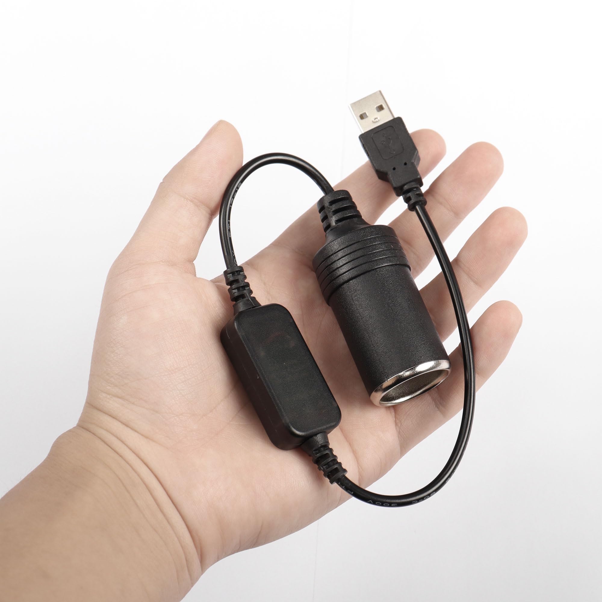 CERRXIAN 1ft USB A Male to 12V 8W Cigarette Lighter Socket Adapter Power Cable for Dash Cam, GPS, Car Led Light Strips, and Othe