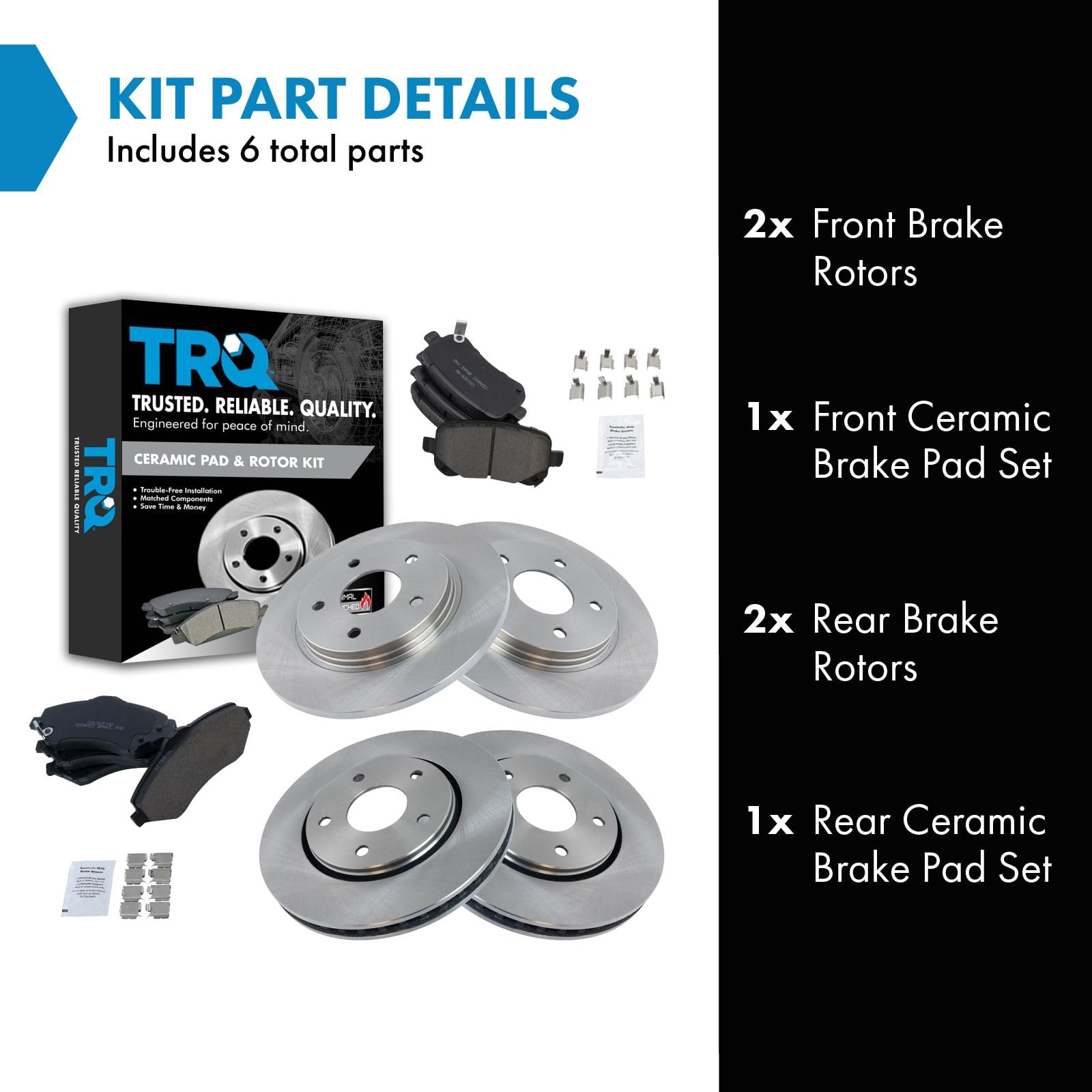 Trq Premium Posi Ceramic Brake Pad Rotor Kit Front Rear For Chrysler Dodge