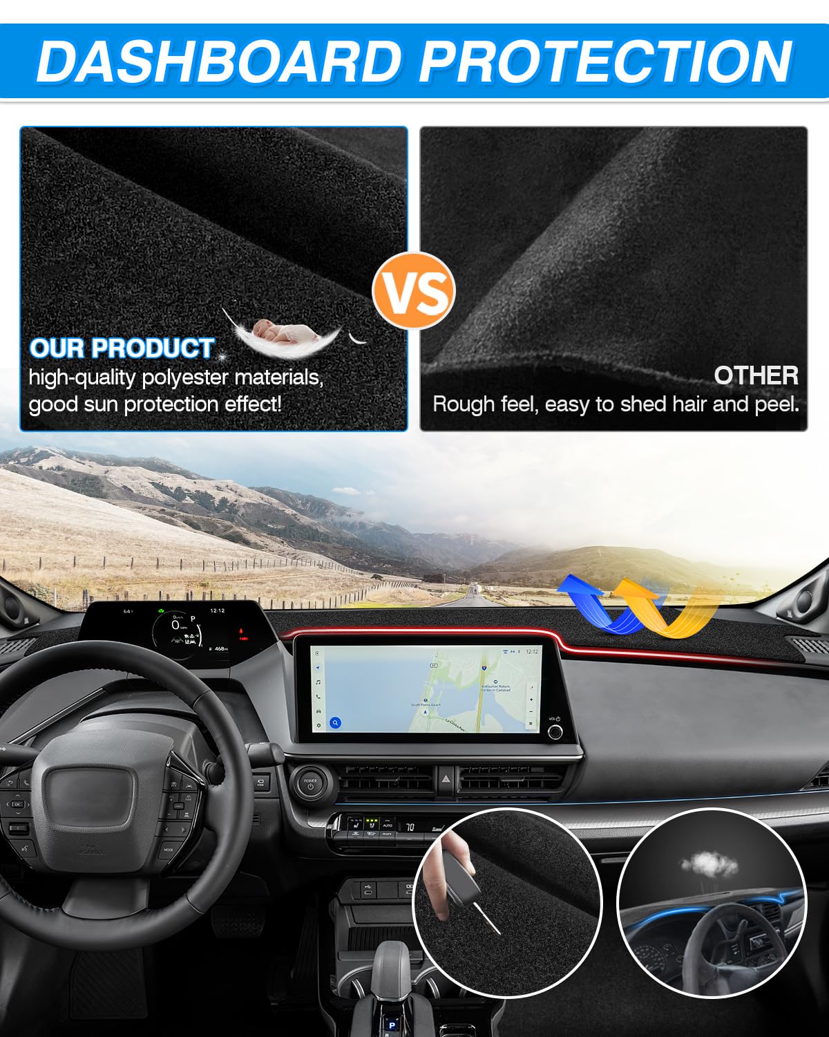 Cartist Dash Cover Fits for 2019-2023 Chevy Silverado 1500 2500HD 3500HD/GMC Sierra 1500 2500HD 3500HD (Only Fit Dashboard Has a