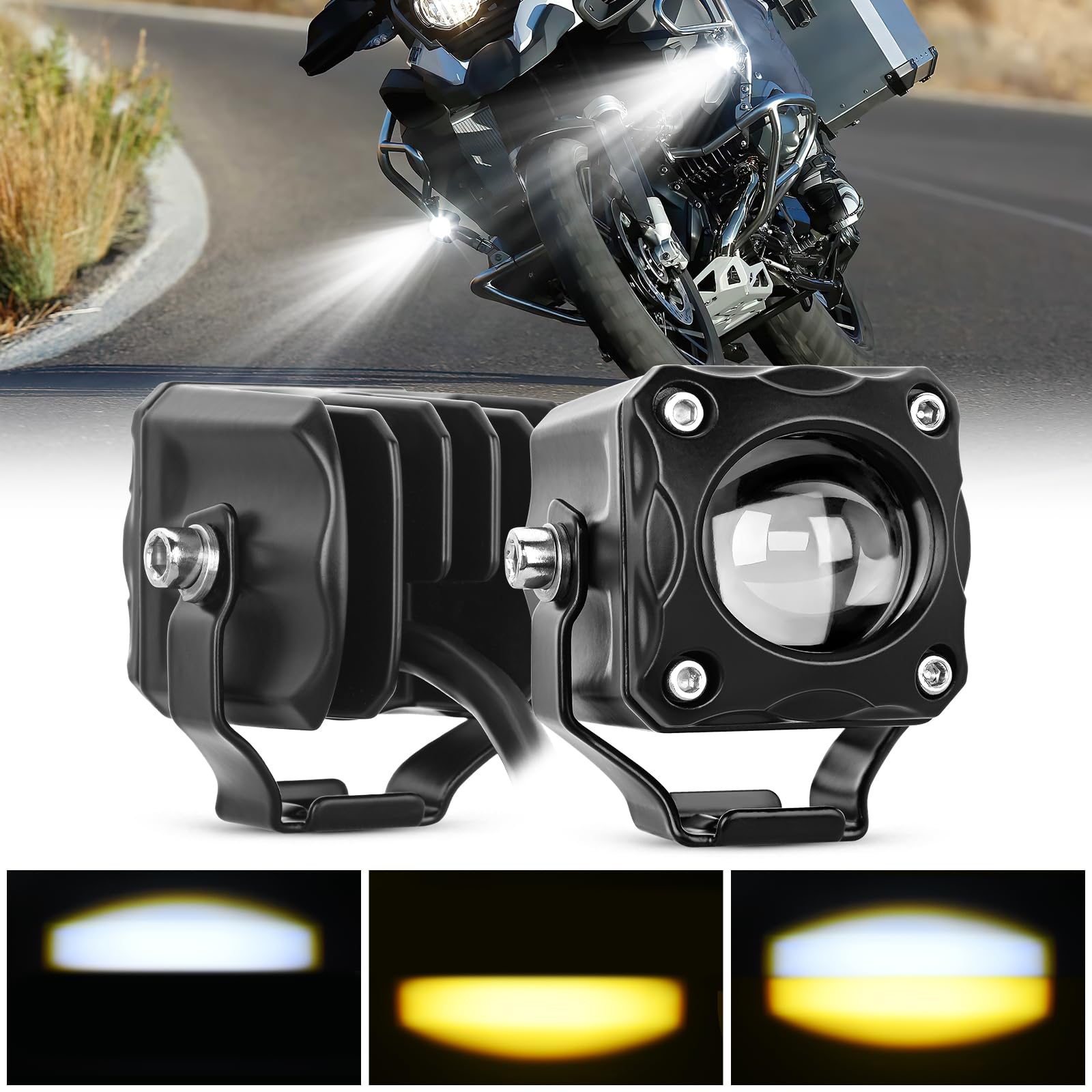 Nilight Motorcycle Driving Lights 1.7 Inch White Amber Spot Beam Fog Light Led Pods Ip67 Waterproof Auxiliary Offroad Lighting F
