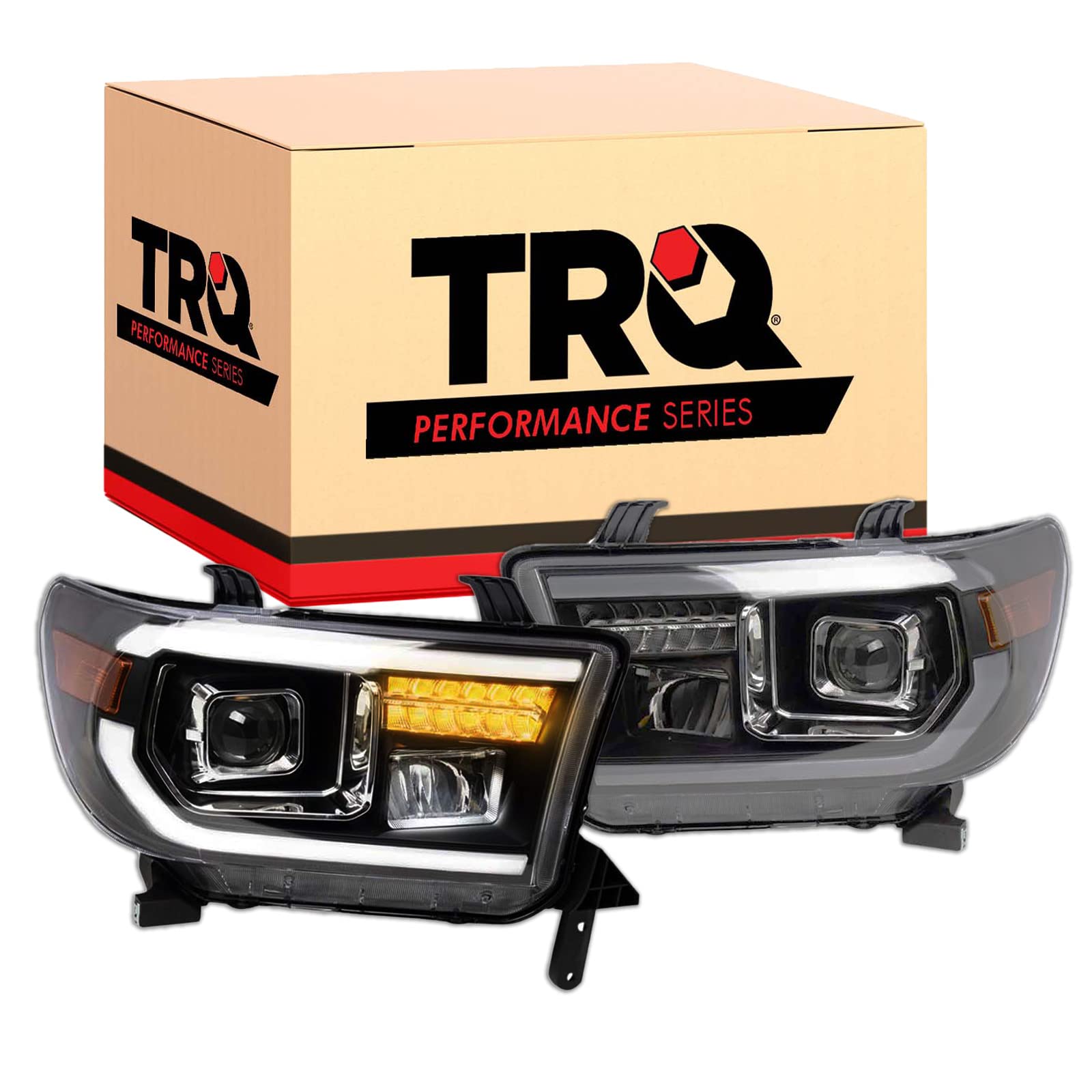 Trq Headlight Assembly Set Headlights Driver & Passenger Side Halogen Compatible With 2008-2017 Toyota Sequoia 2007-2013 Tundra