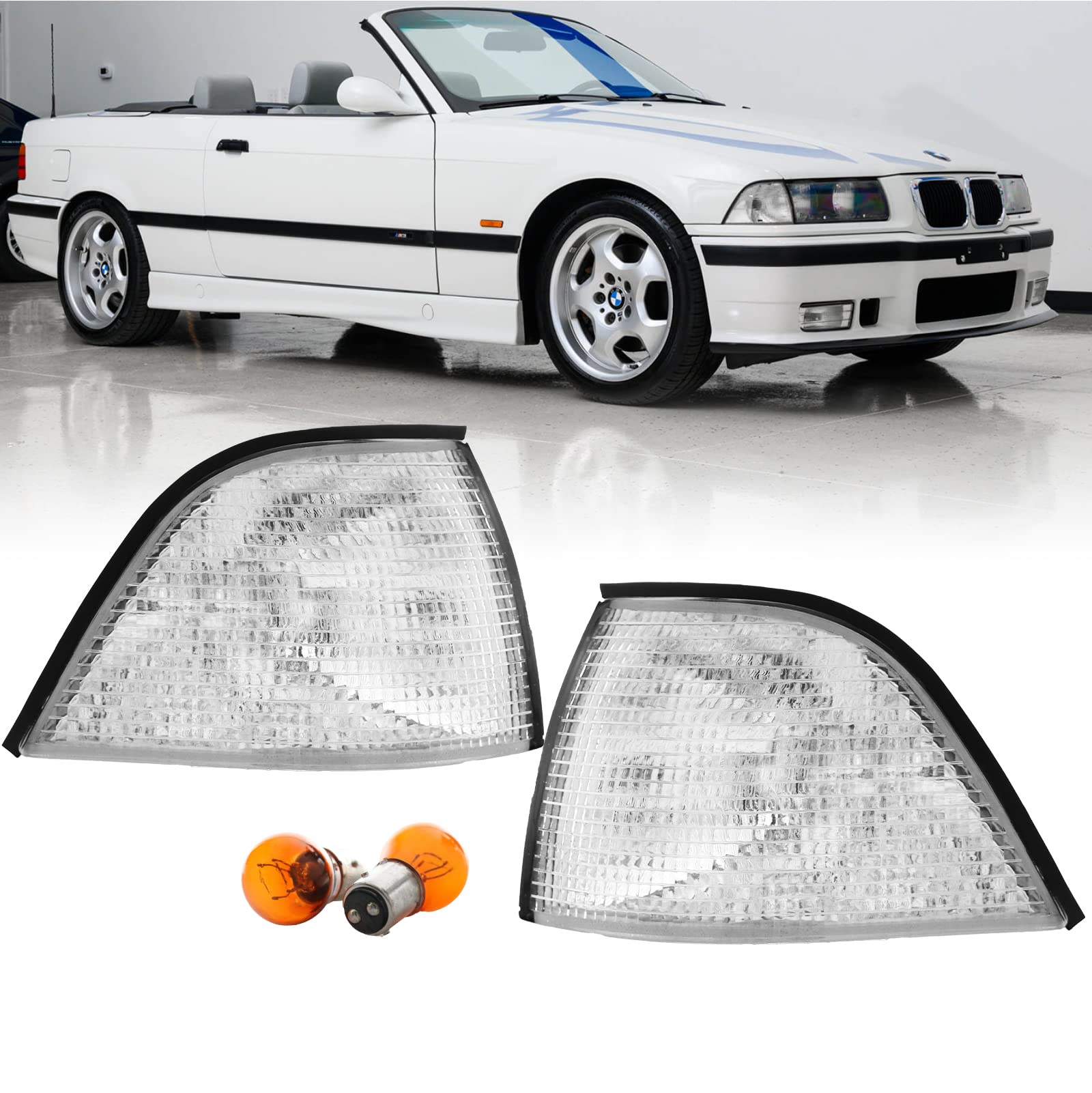 DEPO E36 2D Corner Lights - Euro Cornering Turn Signal Lamps Set (Left + Right) Compatible with 1992-1999 BMW E36 2 Doors Coupe 