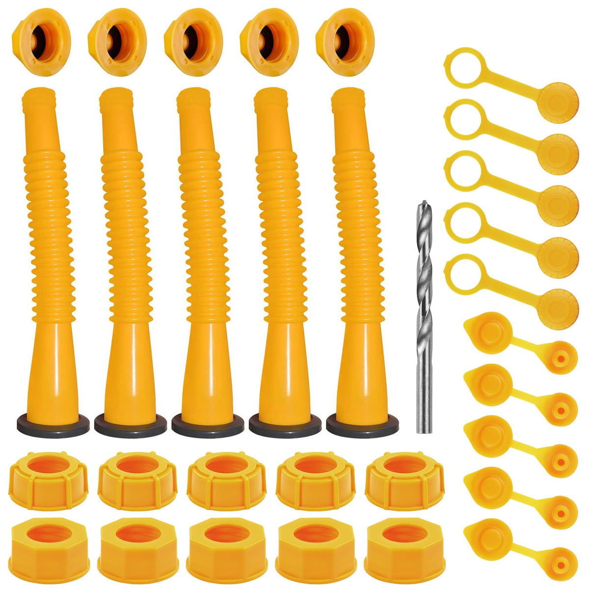 Gas Can Spout Replacement Kit, Gas Can Nozzle Replacement (5 Kit), For Most 1/2/5/10 Gallon Gas Cans. The Seal Is Fully Installe
