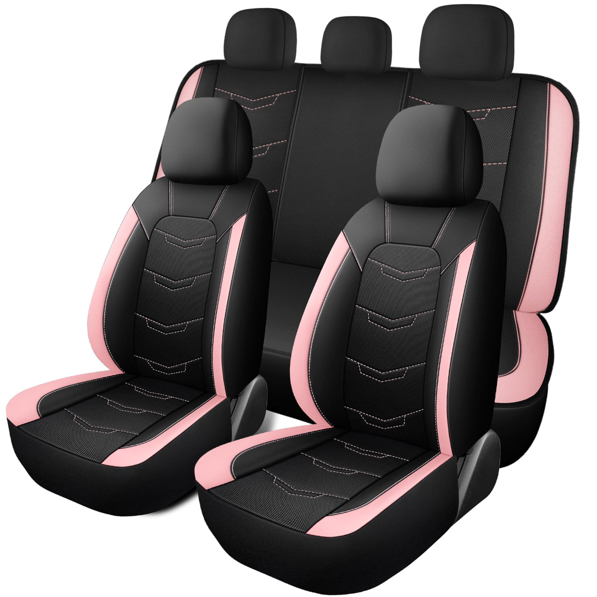 HChengkikz Pink Seat Covers,Breathable and Sport Seat Covers,Anti-Slip Universal Fit Car Seat Covers Full Set for Cars Sedans SU