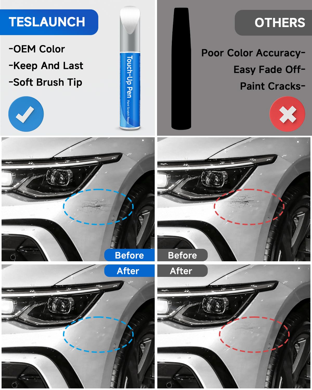 RSACET LB9A/B4 Candy White Touch Up Paint Compatible with Volkswagen Exact Match Touch Up Paint Car Scratch Repair