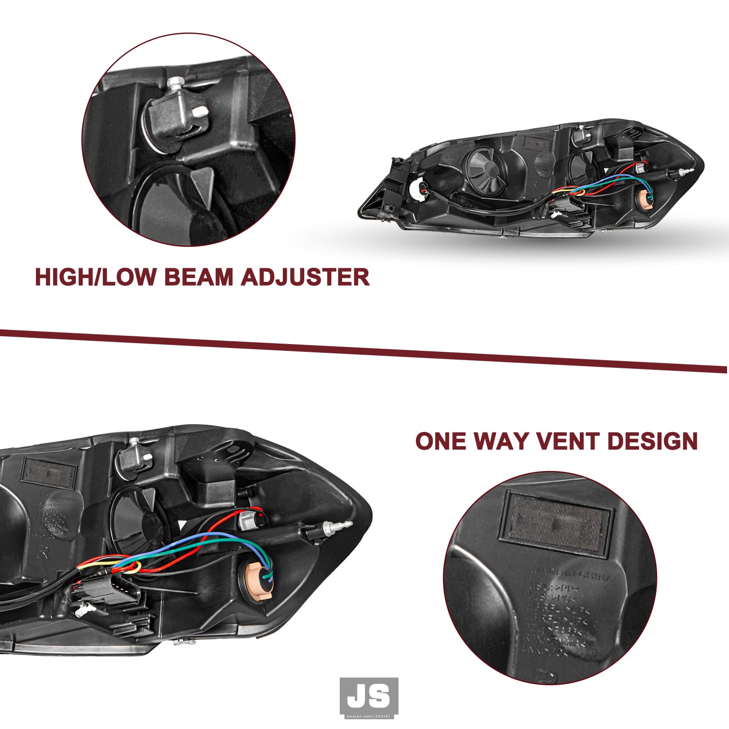 Jsboyat Headlight Assembly With Bulbs Fit For 2006-2013 Chevy Impala / 2006-2007 Chevy Monte Carlo / 2014-2016 Chevy Impala Limi
