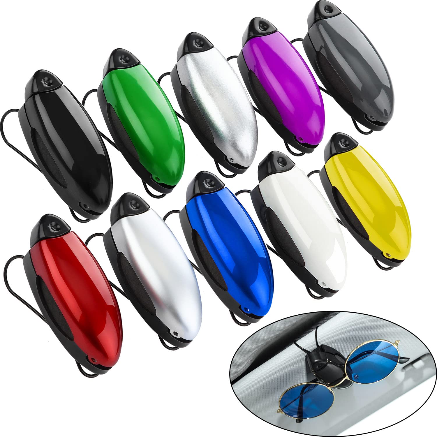 Frienda 10 Pieces Auto Car Vehicle Sun Visor Clip Holder for Sunglasses Glasses Holder Hanger Eyeglasses Mount Ticket Card Clip 