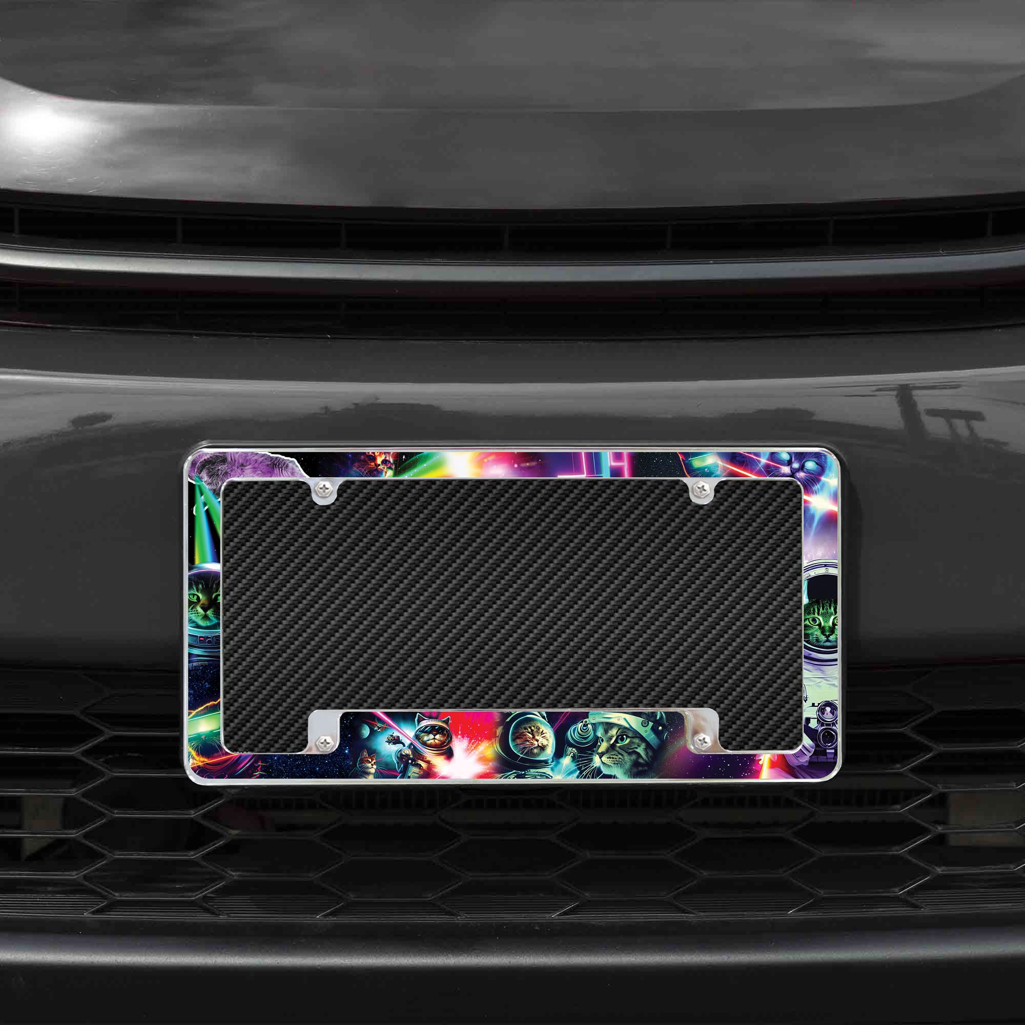Rico Industries Space Cats All Over Automotive License Plate Frame for Car/Truck/SUV (12 x 6)
