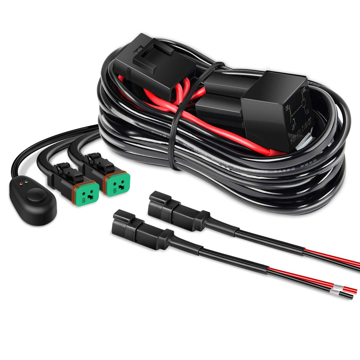 Nilight - 10036W 14Awg 11.5 Feet Dt Connector Wiring Harness Kit Led Light Bar 12V On Off Switch Power Relay Blade Fuse For Off
