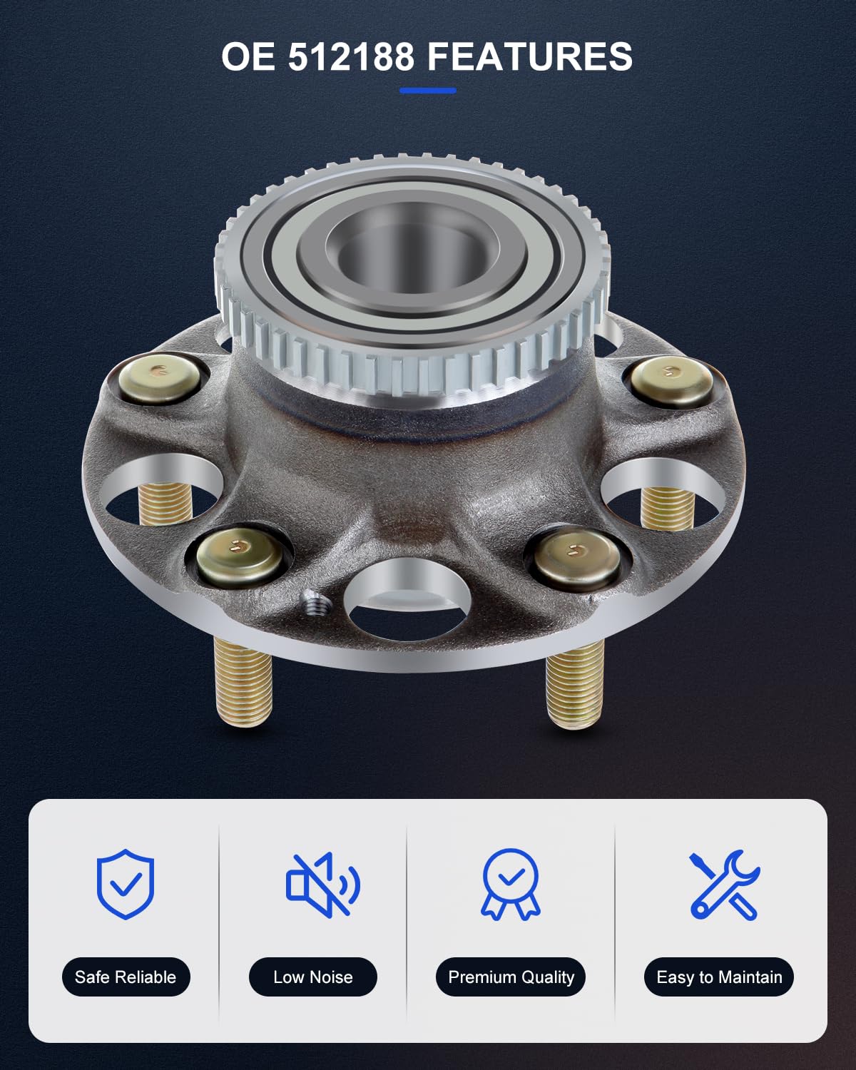 ECCPP Rear 5 Lugs Wheel Bearing and Hub Assembly for 2004-2008 Acura TL 2003-2007 Honda Accord Wheel Hub Bearings W/ABS 512188