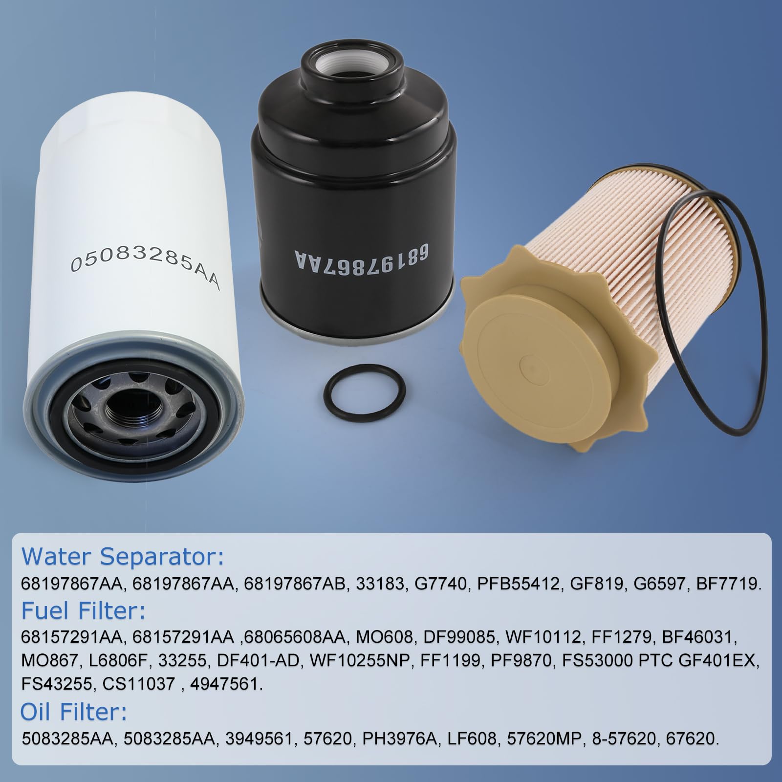 6.7L Cummins Fuel Filter Water Separator And Oil Filter Set Replacement For 2013-2018 Dodge Ram 6.7L Cummins Diesel 2500 3500 45