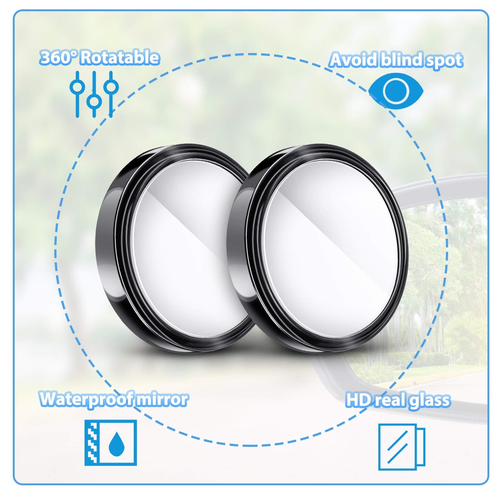 4 Pieces Blind Spot Mirrors Car Rear View Mirrors Wide View Angle Mirror Round Hd Glass Convex Mirror Adjustable With Frame For