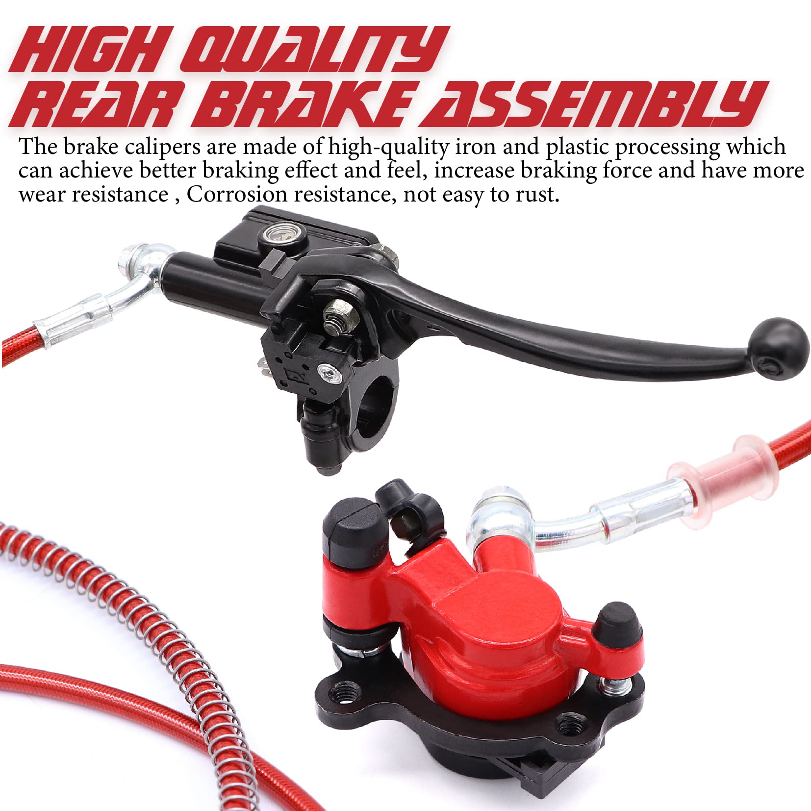 Upgraded mini bike brake kit Hydraulic Brake Assembly the Left Of The 7/8'' Handlebars 50 inch Hose Tube Master Cylinder Caliper