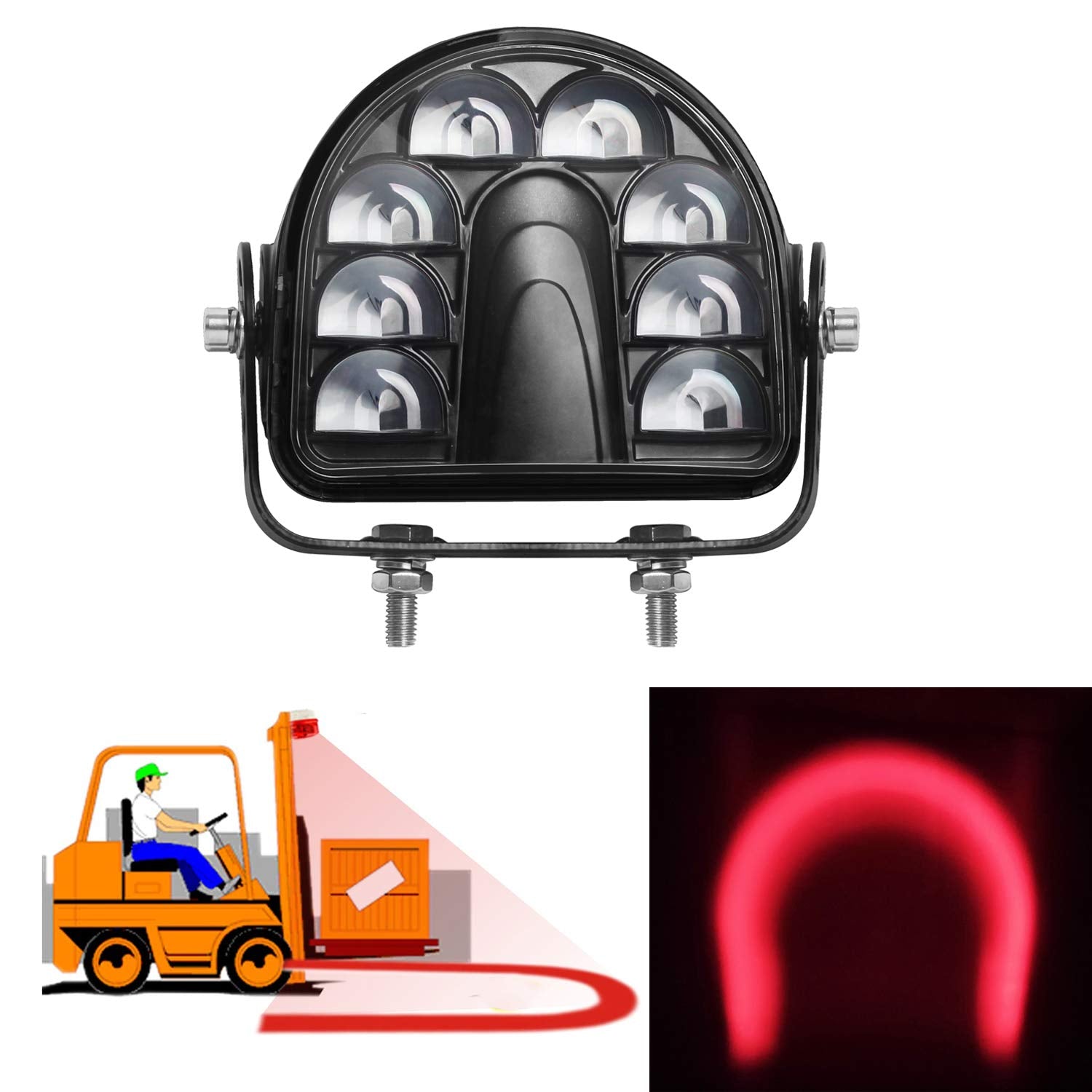 Oneray Forklift Safety Light Red Arc Led Warning Light Warehouse Pedestrian Warning Arch Zone Spotlight 20W Dc10-80V For Truck S