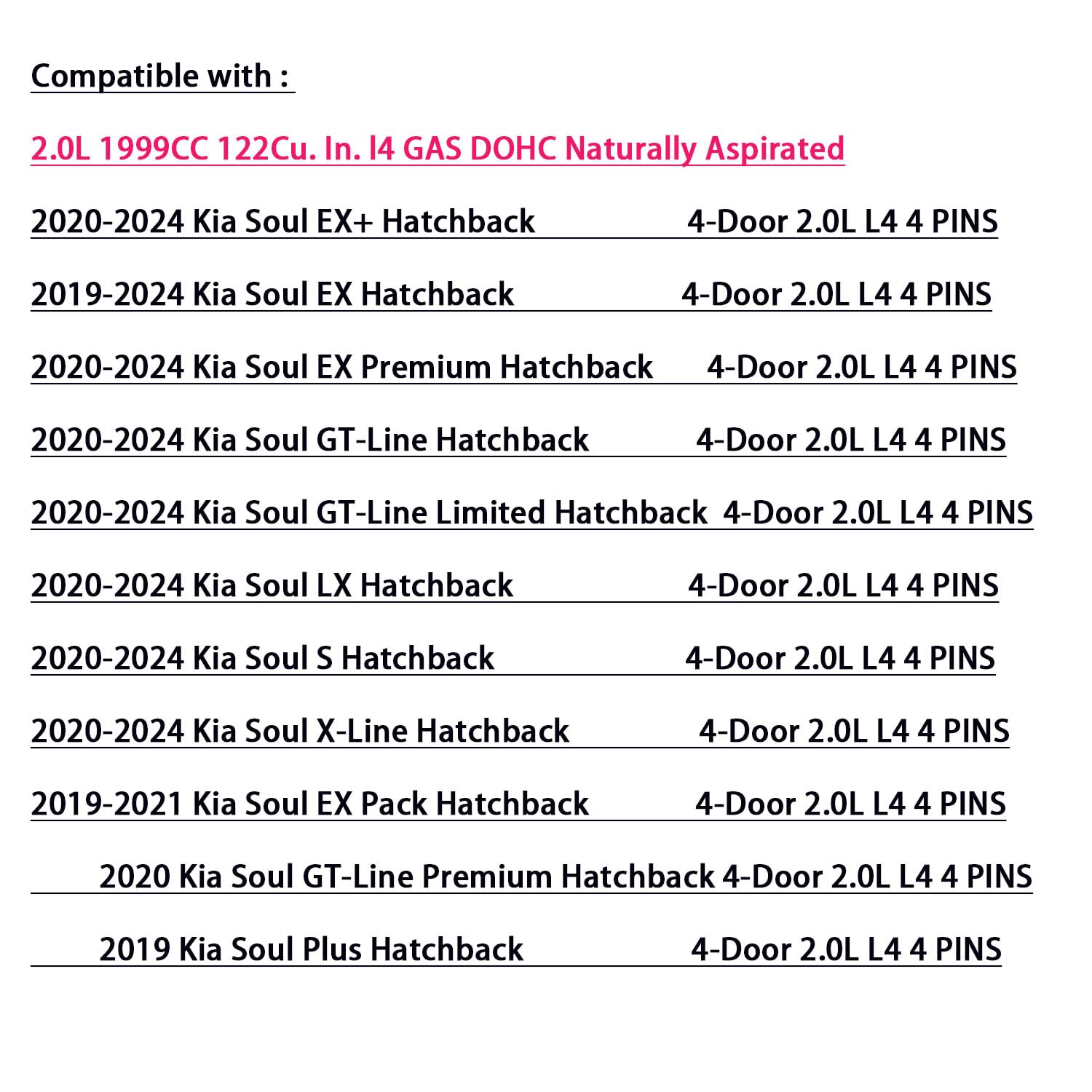 KSU Coil pack with Spark plug for Soul 2020-2022 2.0L L4 uf816 27300-2e601 uf-816 273002e601